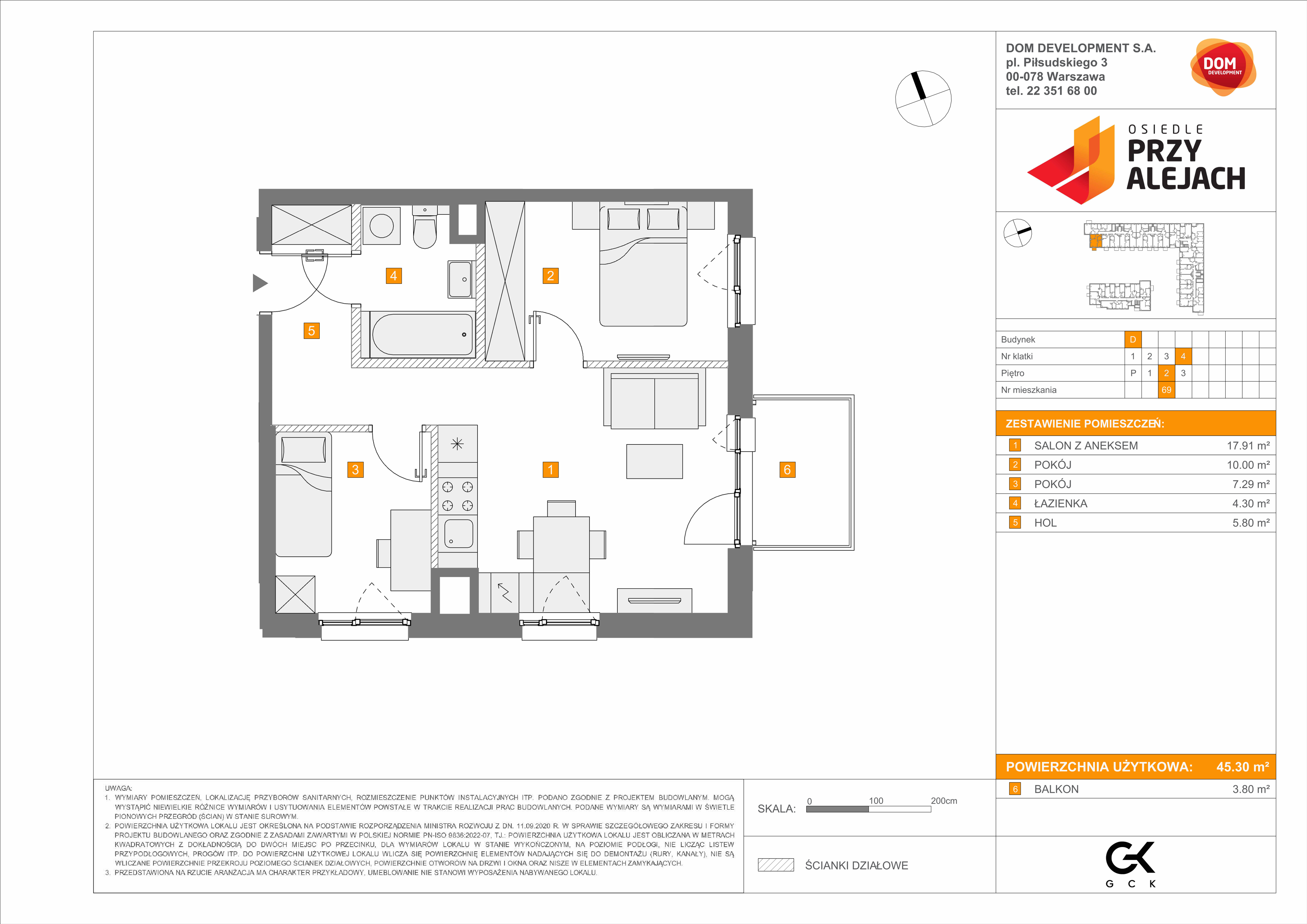 Mieszkanie 45,30 m², piętro 2, oferta nr D/69, Osiedle przy Alejach, Warszawa, Włochy, Stare Włochy, Aleje Jerozolimskie 190-idx