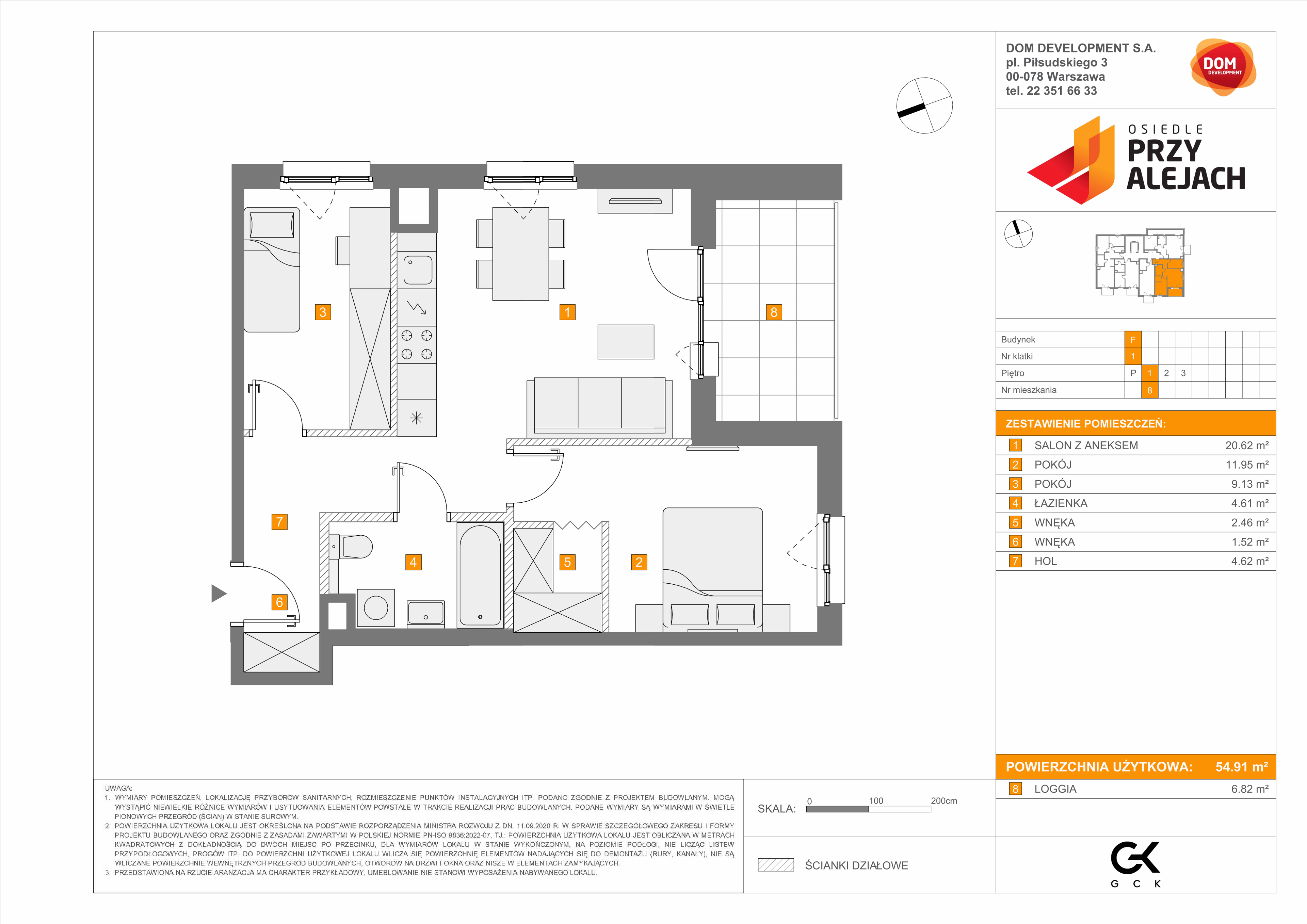 Mieszkanie 54,91 m², piętro 1, oferta nr F/8, Osiedle przy Alejach, Warszawa, Włochy, Stare Włochy, Aleje Jerozolimskie 190-idx