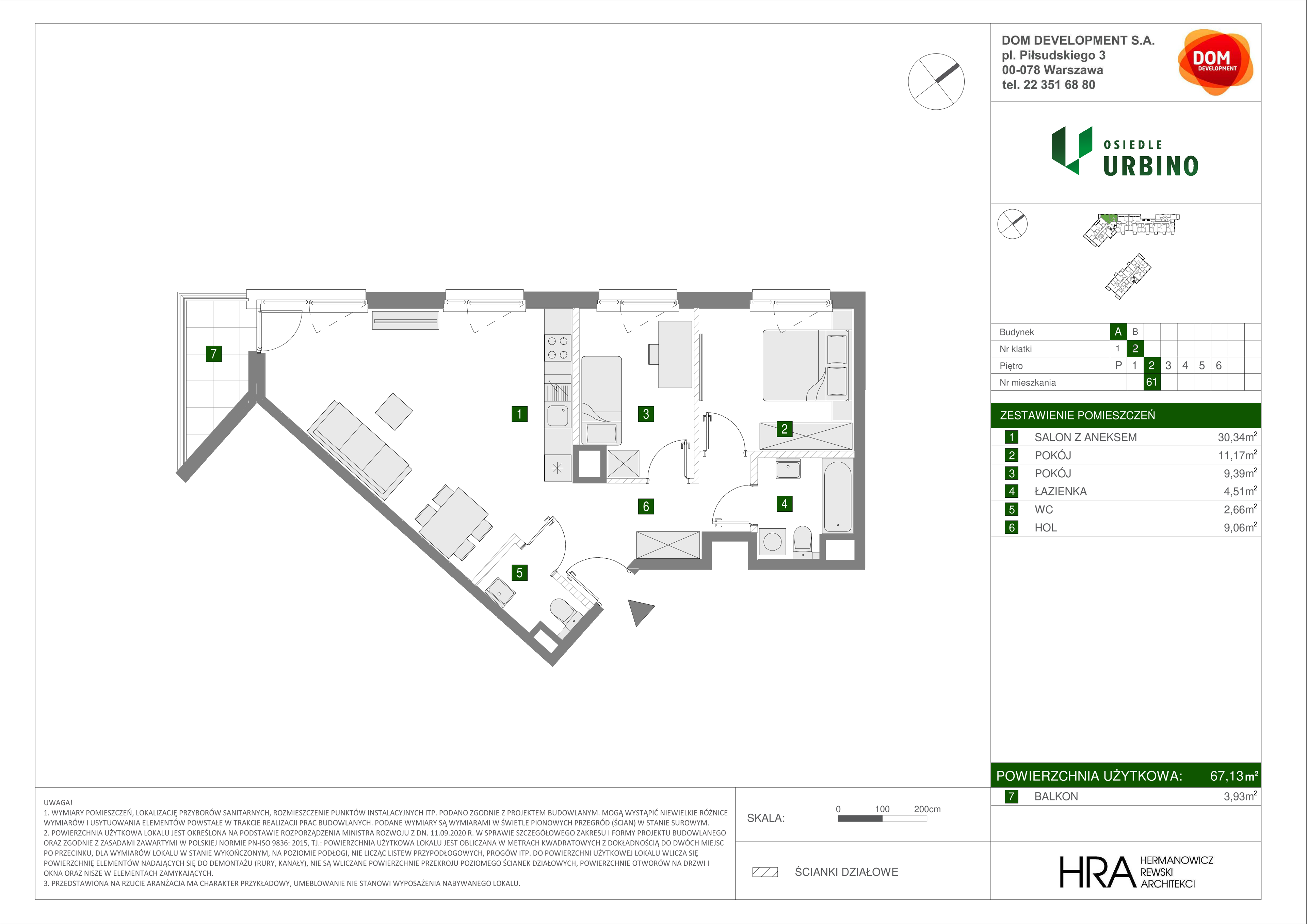 Mieszkanie 67,13 m², piętro 2, oferta nr A/61, Osiedle Urbino, Warszawa, Włochy, Raków, ul. Równoległa-idx