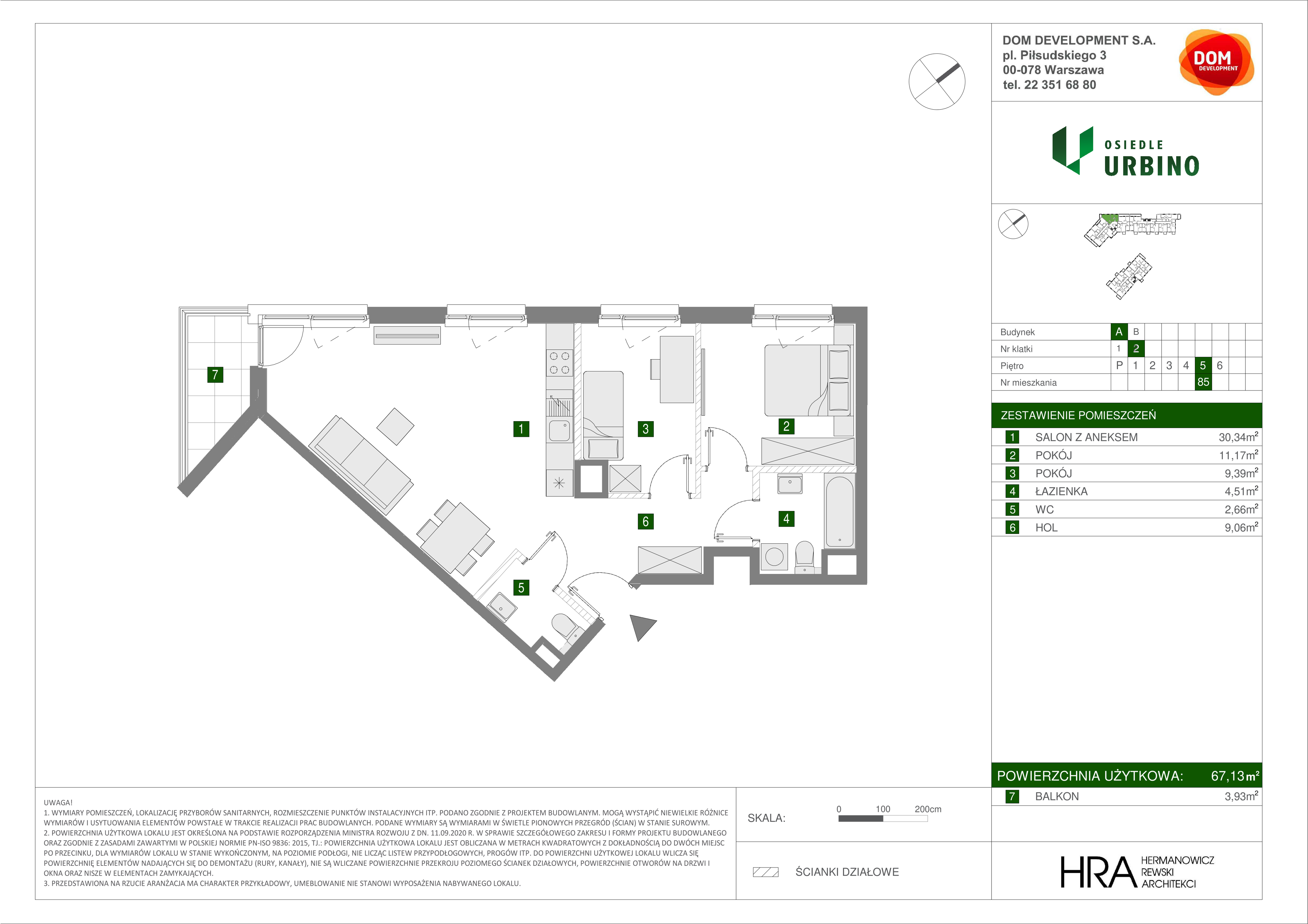 Mieszkanie 67,13 m², piętro 5, oferta nr A/85, Osiedle Urbino, Warszawa, Włochy, Raków, ul. Równoległa-idx