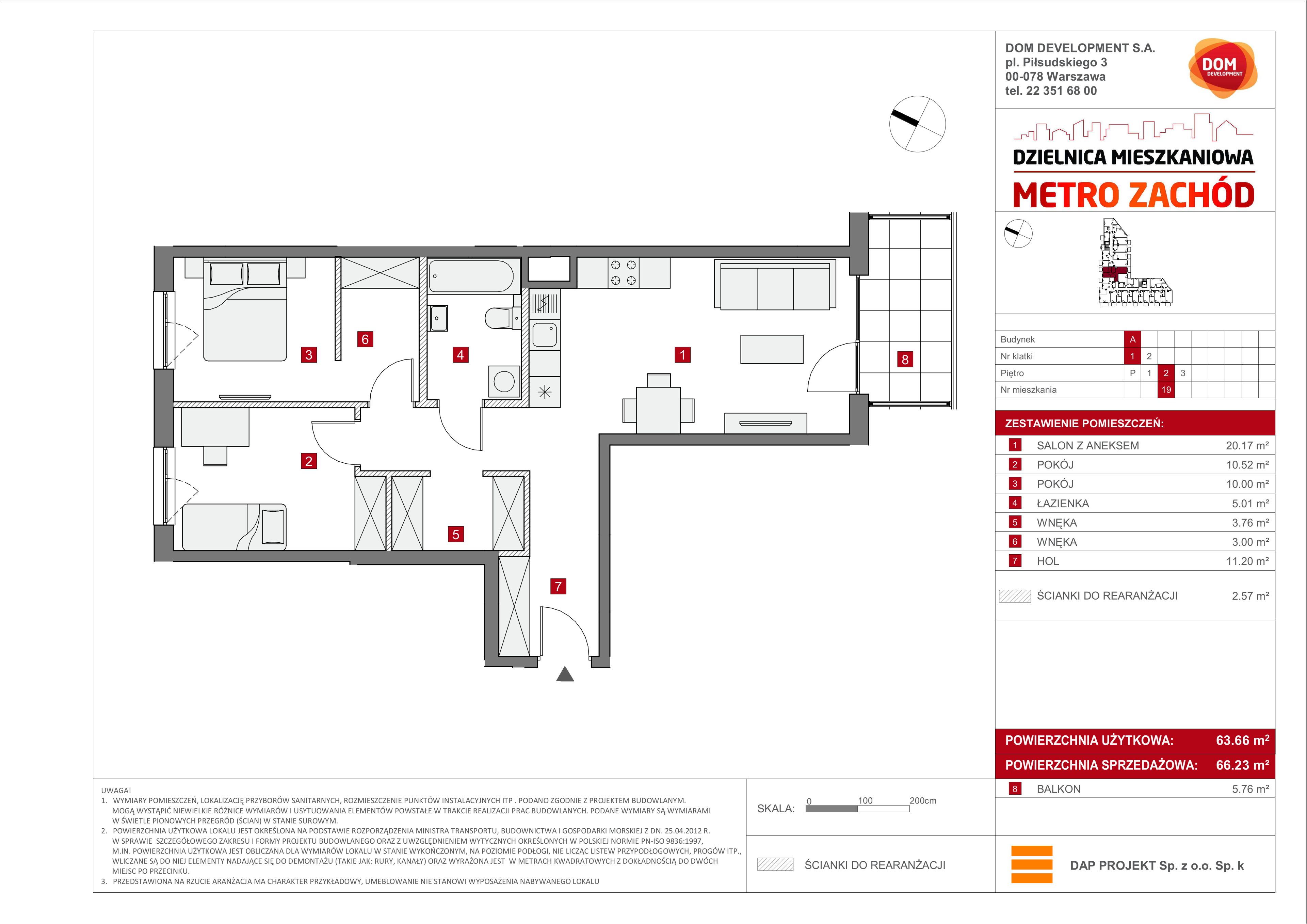 Mieszkanie 66,23 m², piętro 2, oferta nr A/19, Metro Zachód etap 6, Warszawa, Bemowo, Chrzanów, ul. Szeligowska-idx