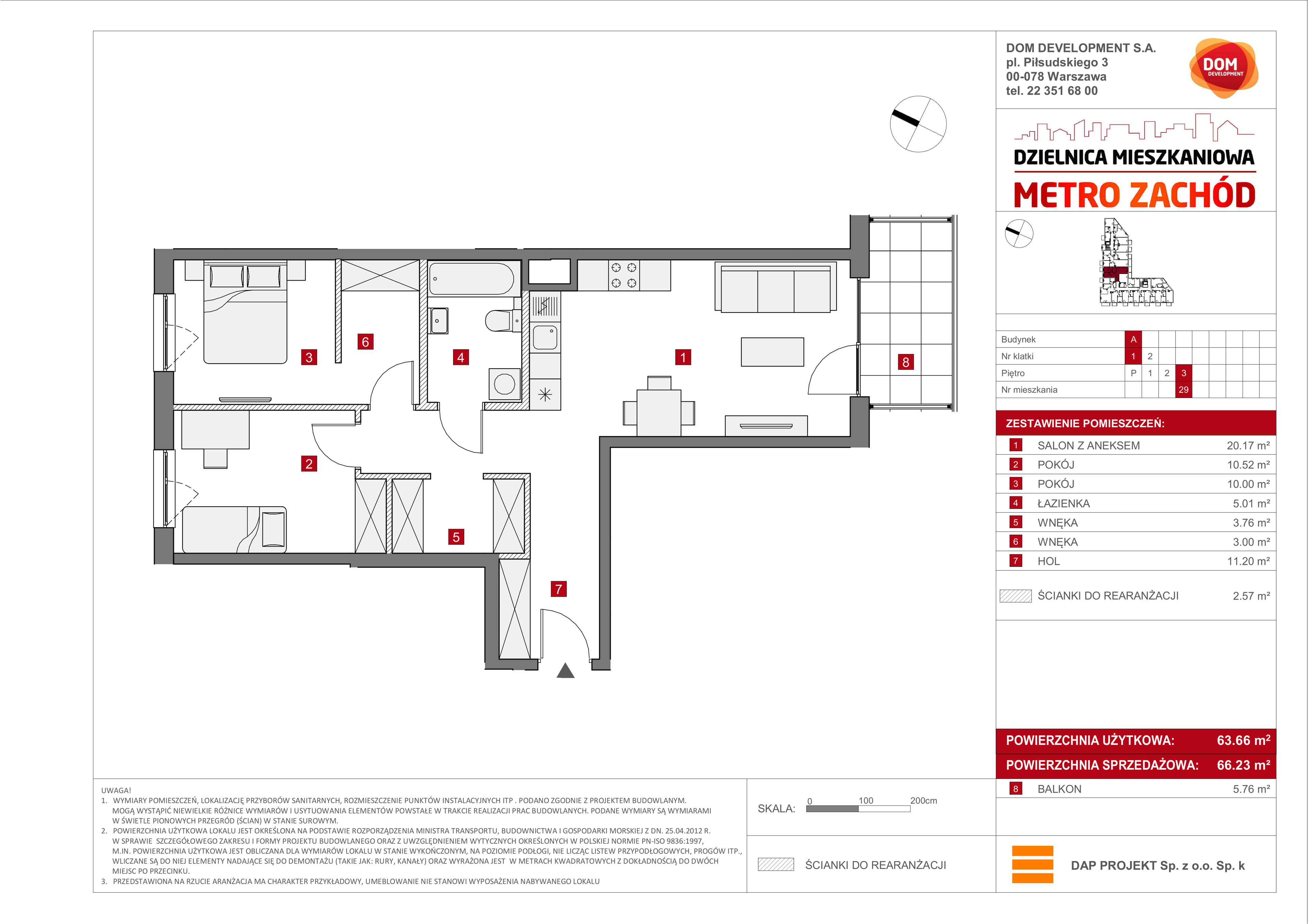 Mieszkanie 66,23 m², piętro 3, oferta nr A/29, Metro Zachód etap 6, Warszawa, Bemowo, Chrzanów, ul. Szeligowska-idx