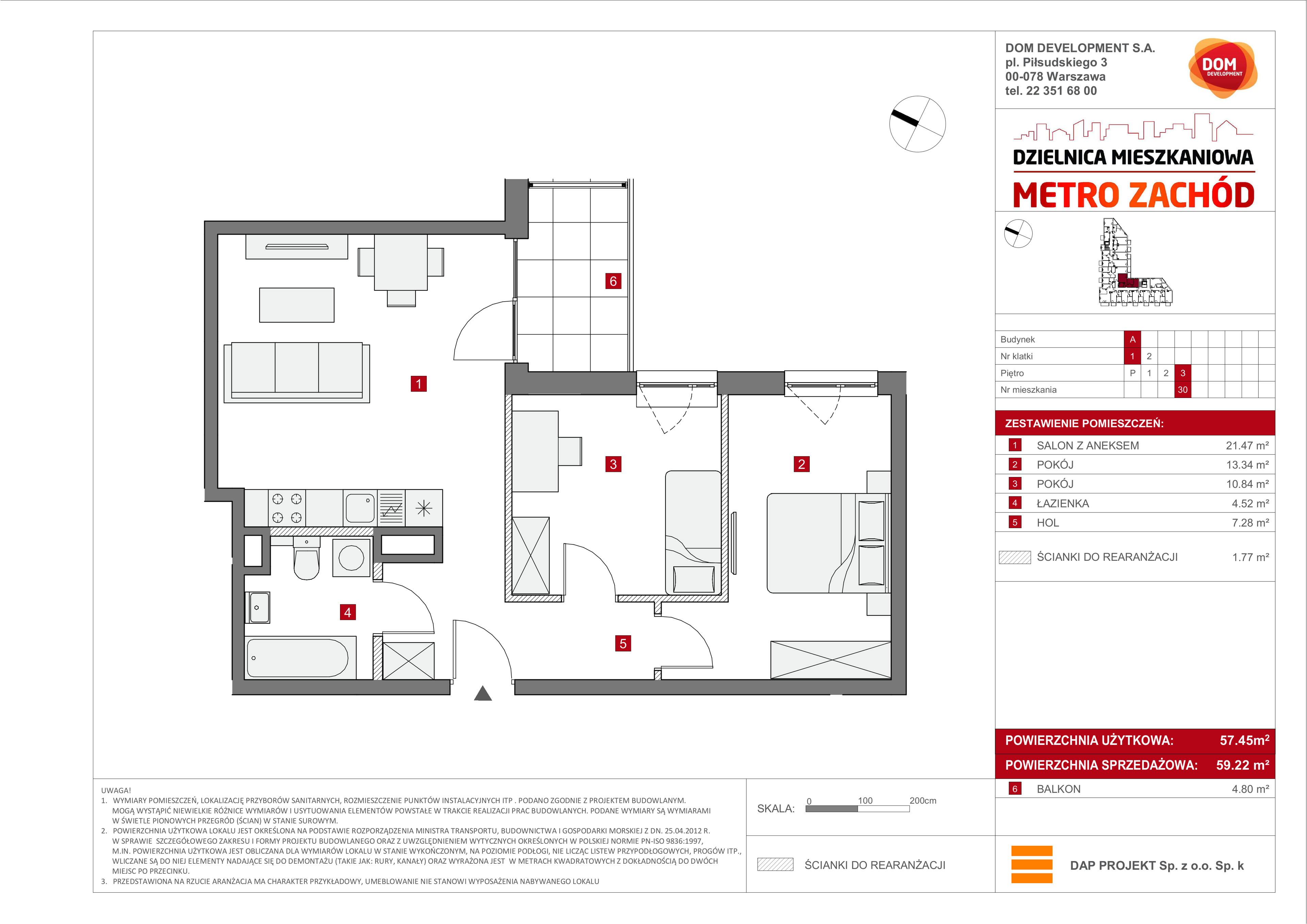 Mieszkanie 59,22 m², piętro 3, oferta nr A/30, Metro Zachód etap 6, Warszawa, Bemowo, Chrzanów, ul. Szeligowska-idx