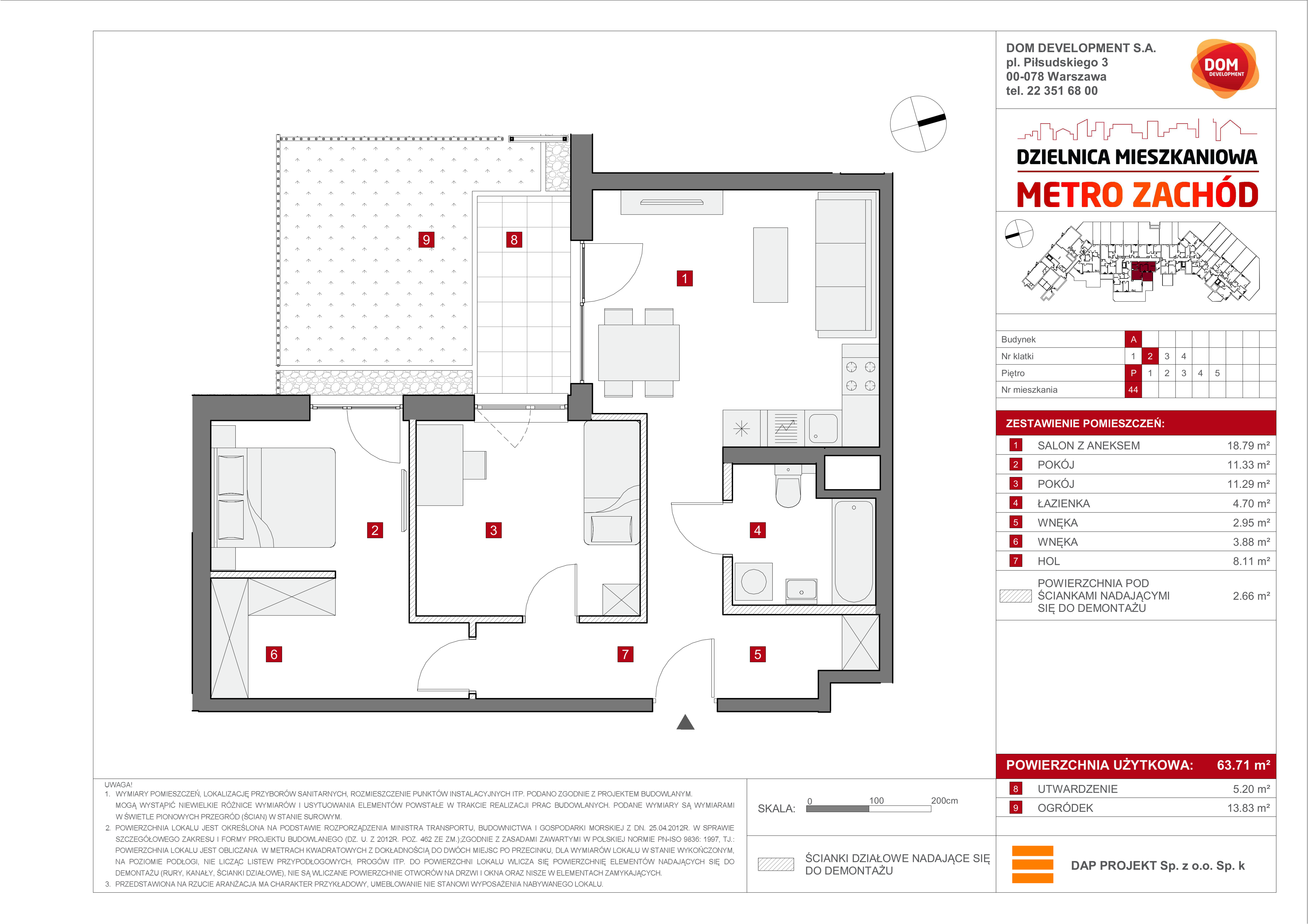 Mieszkanie 63,71 m², parter, oferta nr A/44, Metro Zachód, Warszawa, Bemowo, Chrzanów, ul. Szeligowska-idx