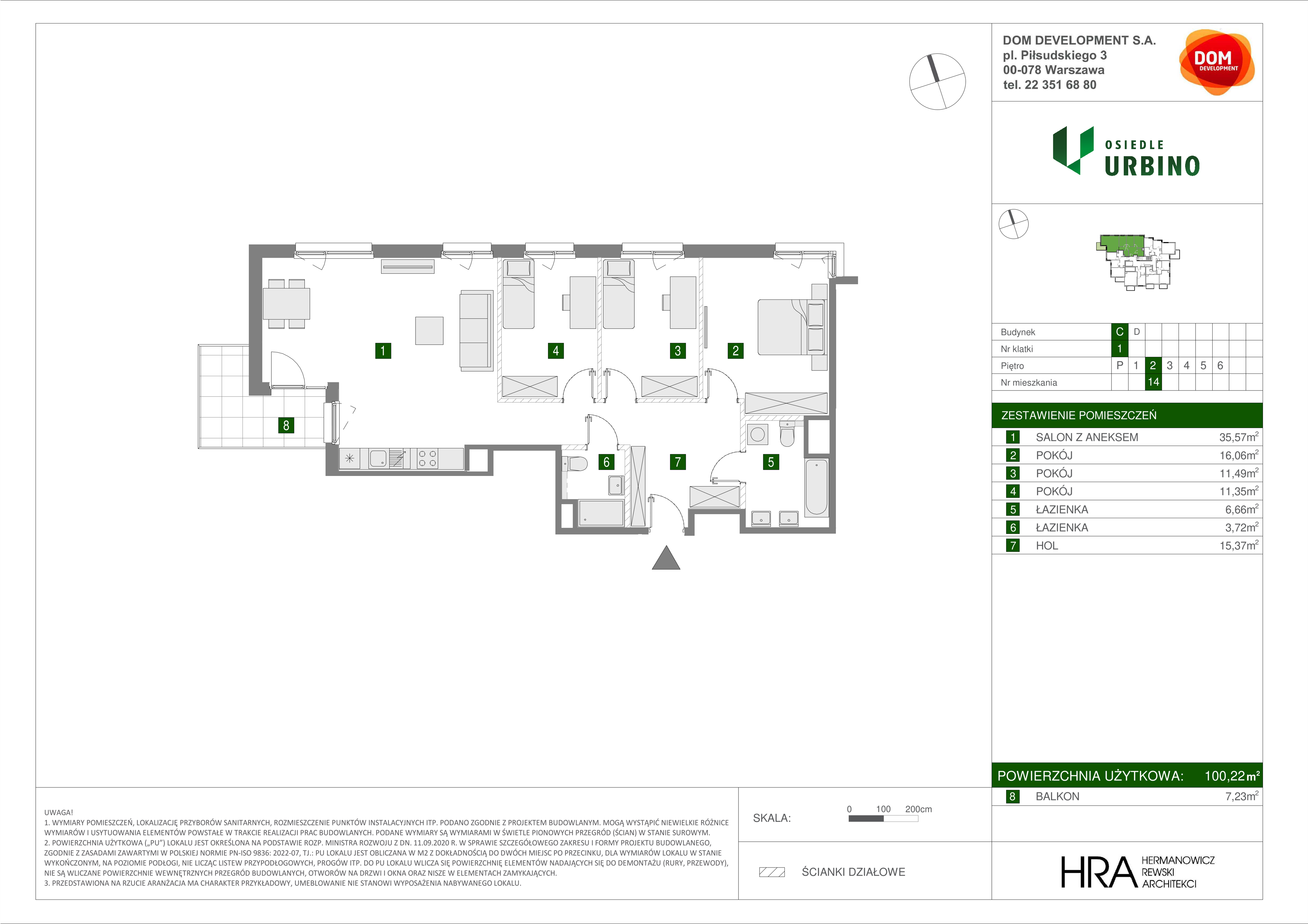 Mieszkanie 100,22 m², piętro 2, oferta nr C/14, Osiedle Urbino, Warszawa, Włochy, Raków, ul. Równoległa-idx