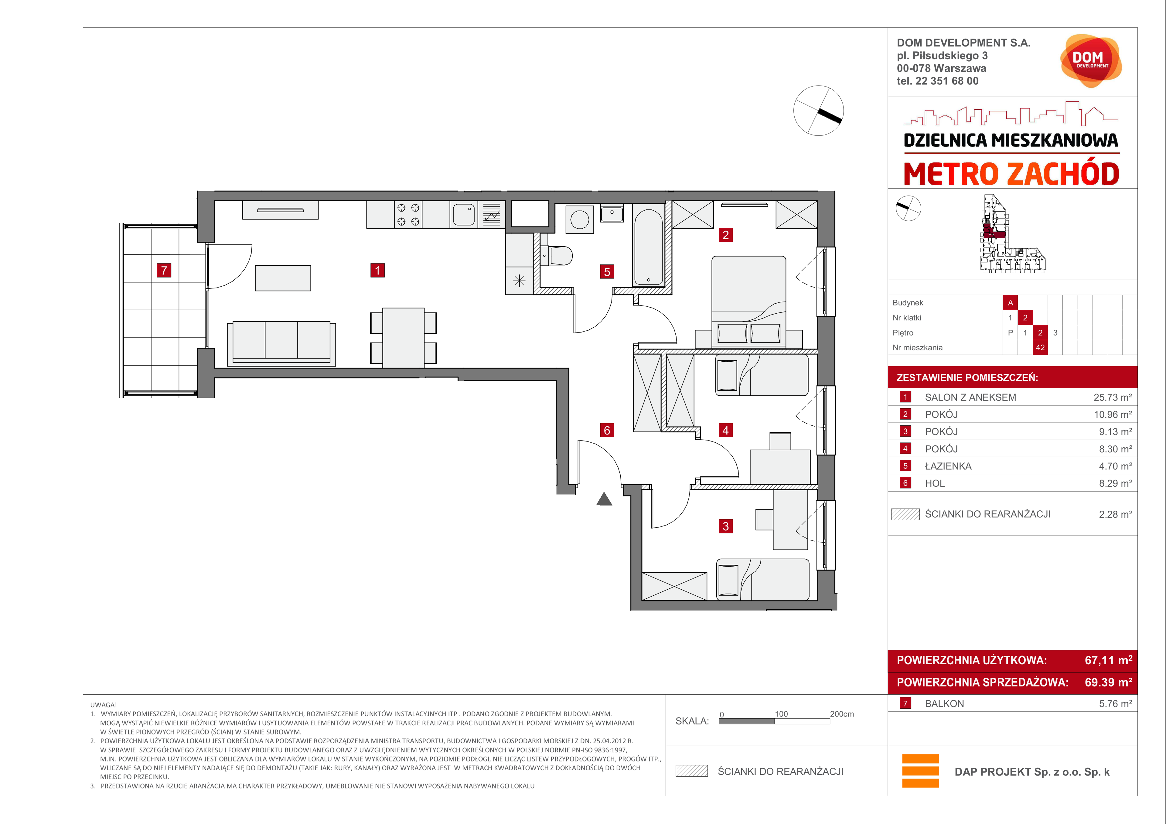 Mieszkanie 69,39 m², piętro 2, oferta nr A/42, Metro Zachód etap 6, Warszawa, Bemowo, Chrzanów, ul. Szeligowska-idx