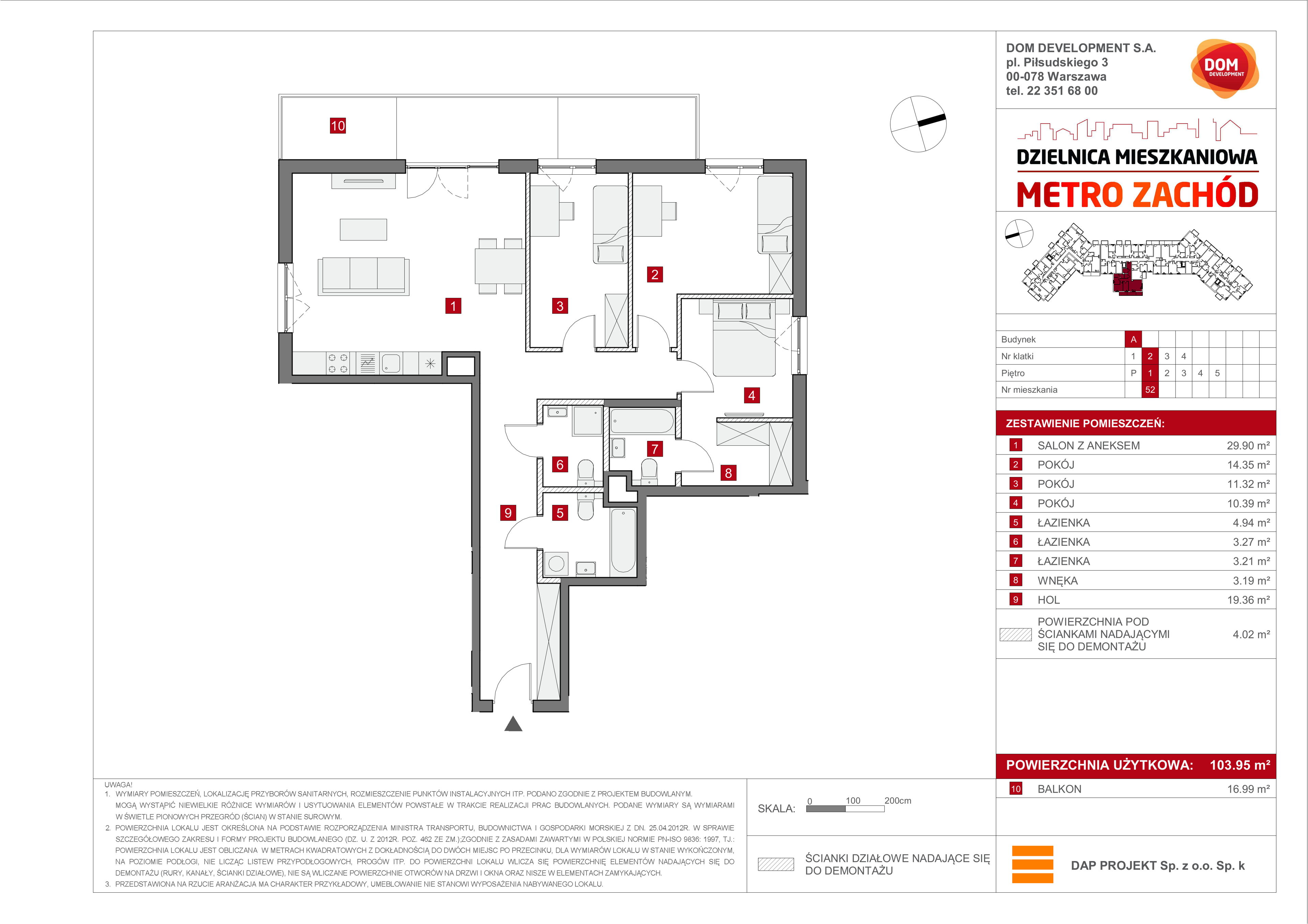 Mieszkanie 103,95 m², piętro 1, oferta nr A/52, Metro Zachód, Warszawa, Bemowo, Chrzanów, ul. Szeligowska-idx