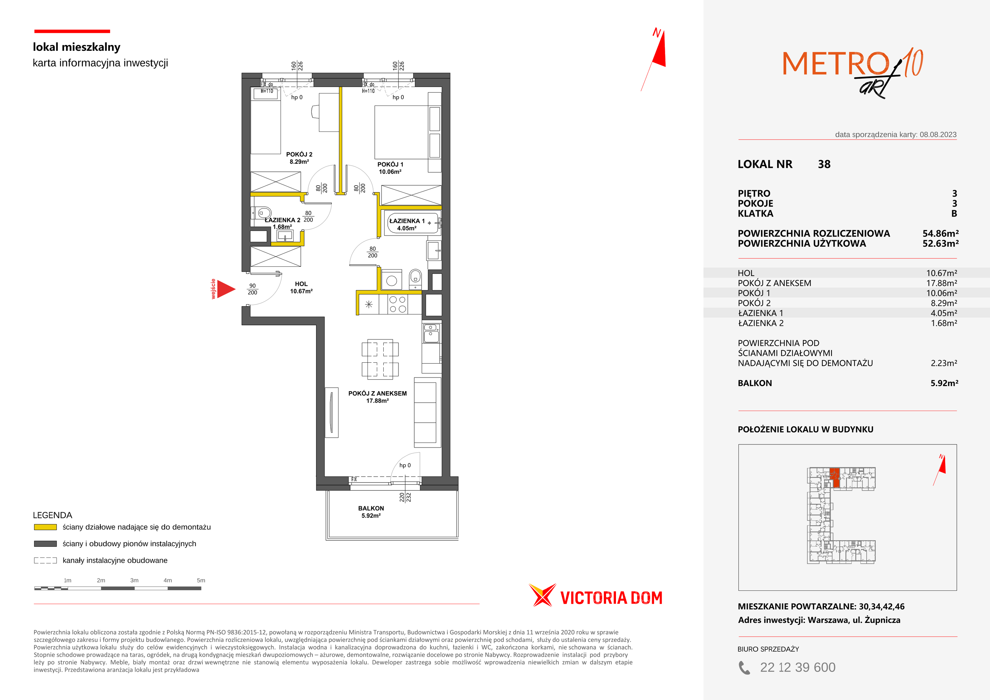 Mieszkanie 54,86 m², piętro 3, oferta nr X/38, Metro Art, Warszawa, Praga Południe, Kamionek, ul. Żupnicza-idx