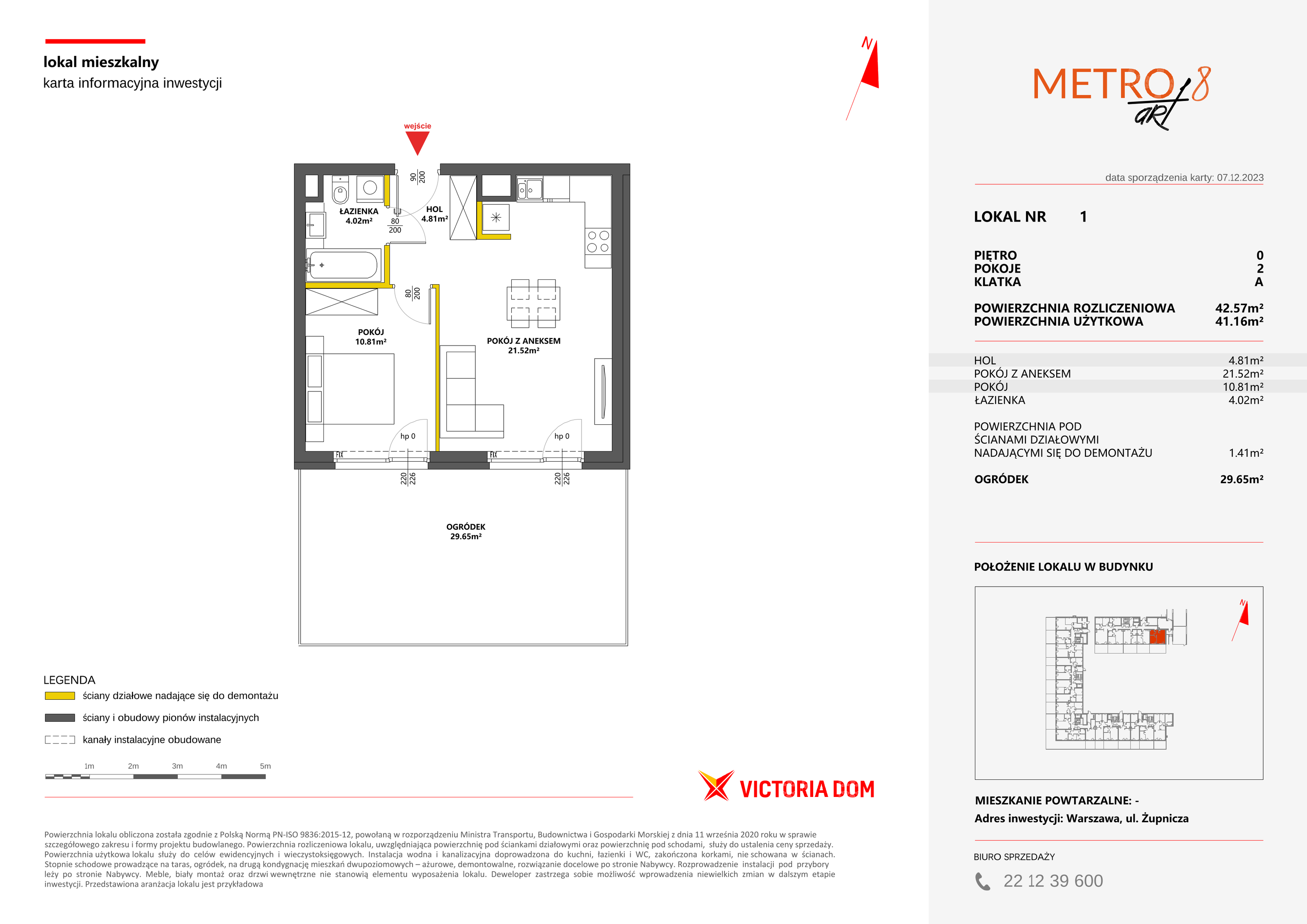 Mieszkanie 42,57 m², parter, oferta nr VIII/1, Metro Art 8, Warszawa, Praga Południe, Kamionek, ul. Żupnicza-idx