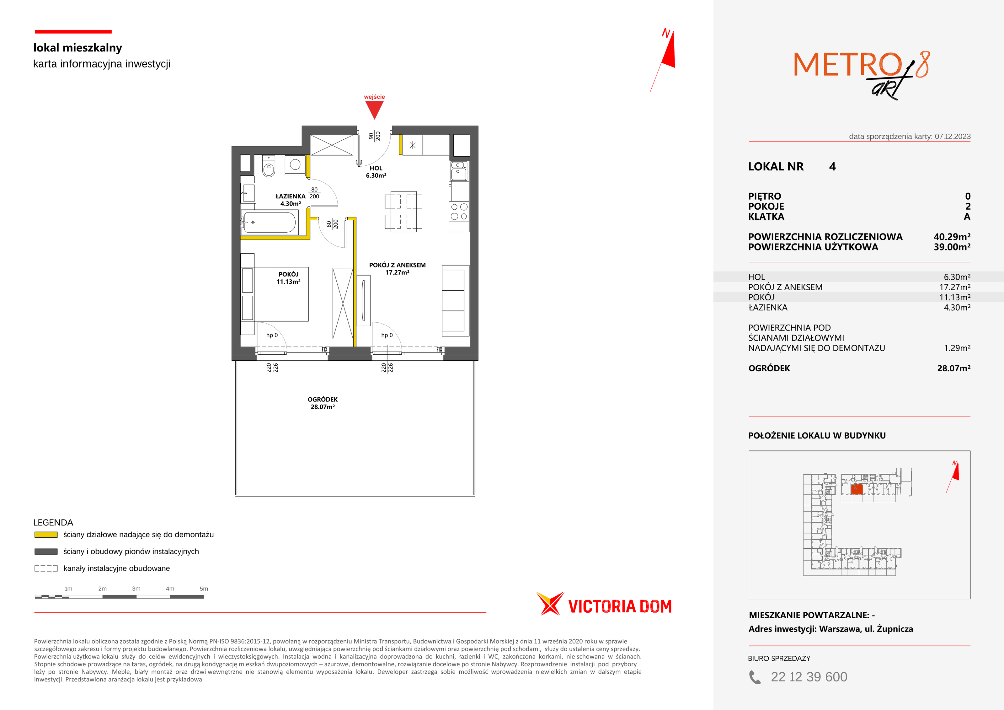 Mieszkanie 40,29 m², parter, oferta nr VIII/4, Metro Art 8, Warszawa, Praga Południe, Kamionek, ul. Żupnicza-idx