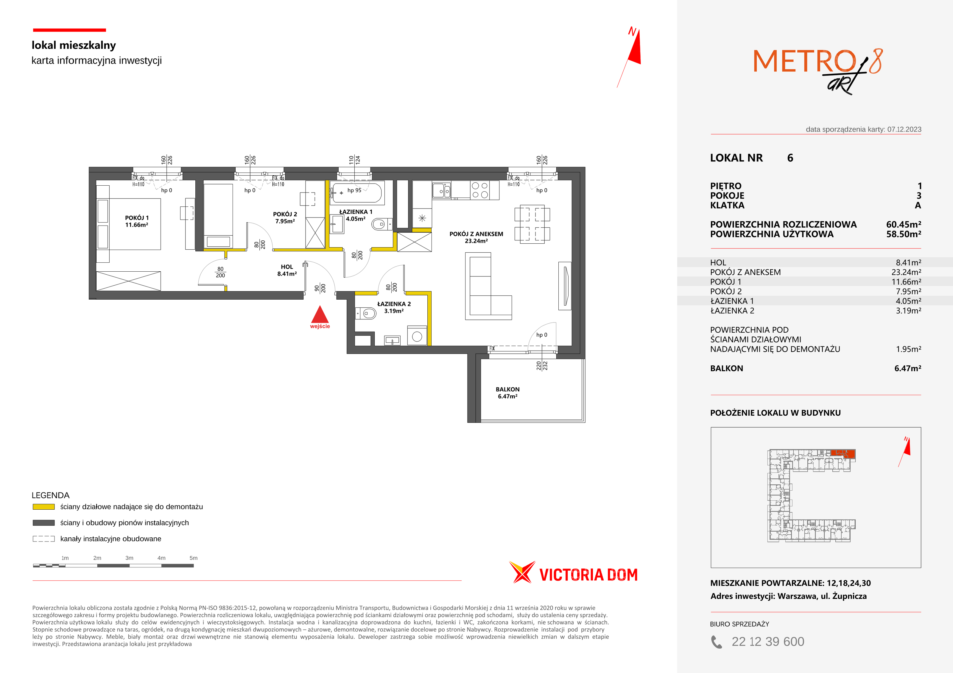 Mieszkanie 60,45 m², piętro 1, oferta nr VIII/6, Metro Art 8, Warszawa, Praga Południe, Kamionek, ul. Żupnicza-idx