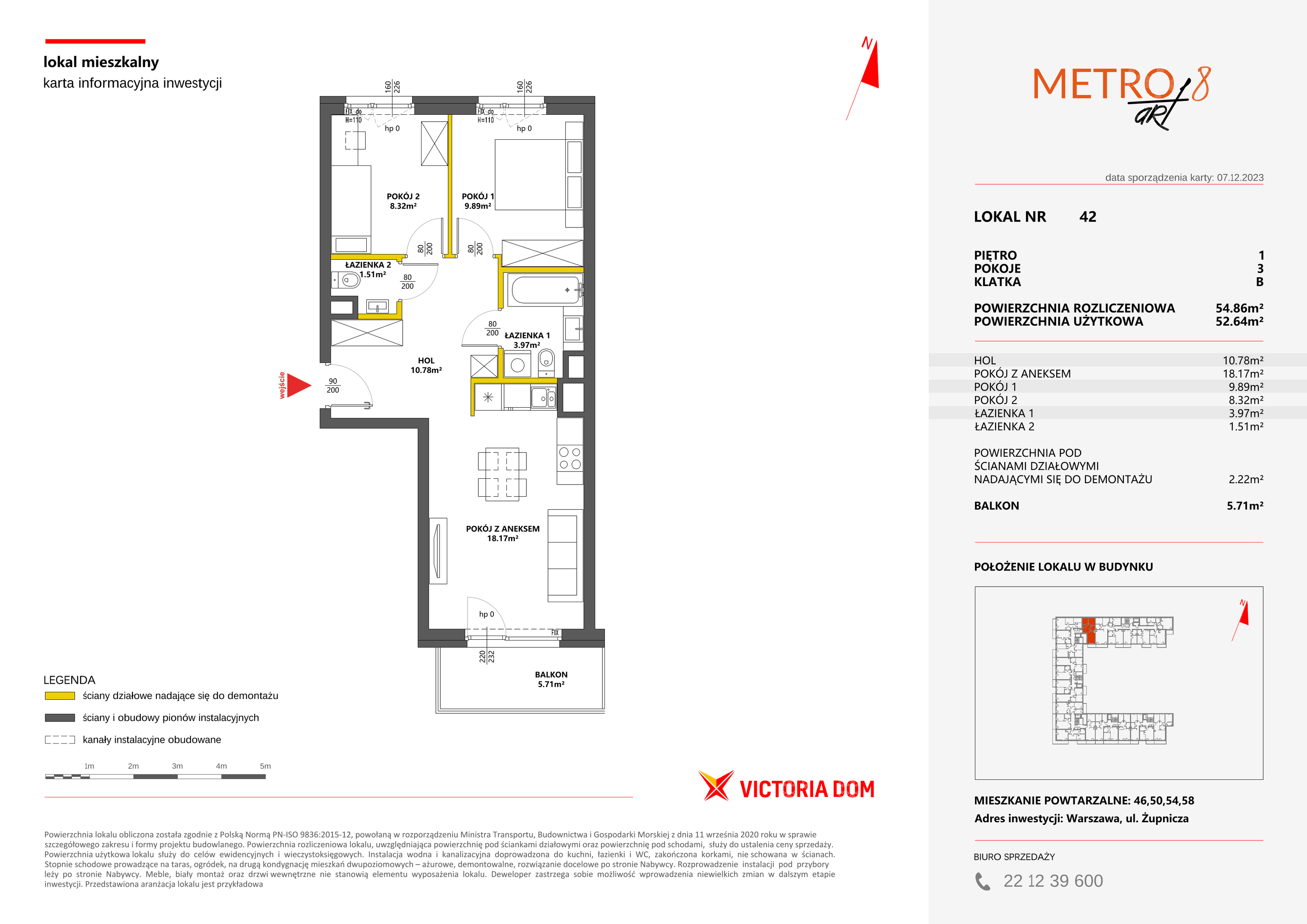 Mieszkanie 54,86 m², piętro 1, oferta nr VIII/42, Metro Art 8, Warszawa, Praga Południe, Kamionek, ul. Żupnicza-idx