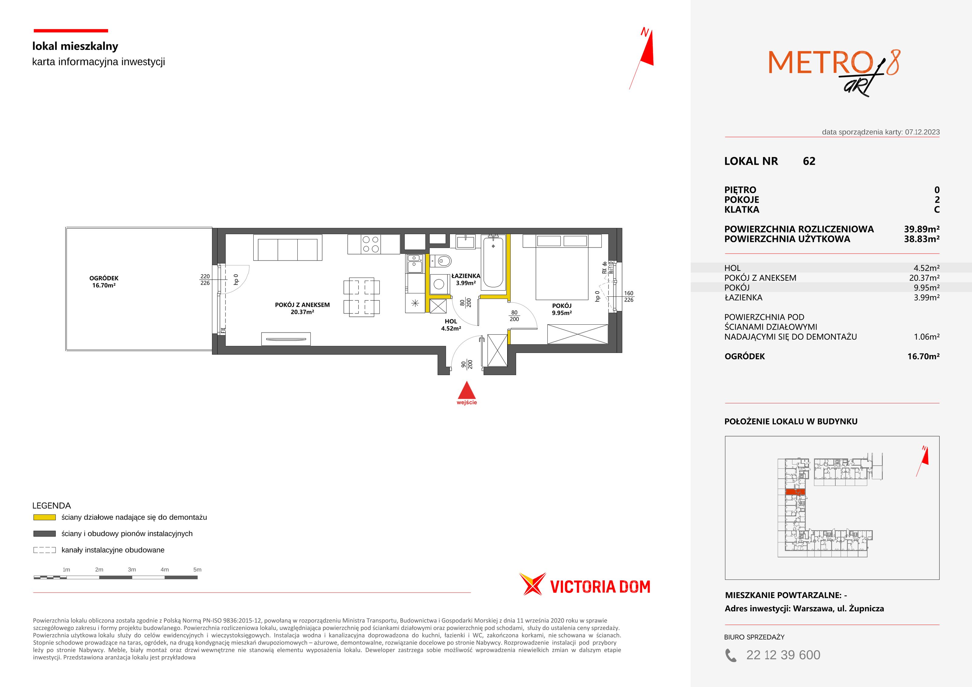 Mieszkanie 39,89 m², parter, oferta nr VIII/62, Metro Art 8, Warszawa, Praga Południe, Kamionek, ul. Żupnicza-idx