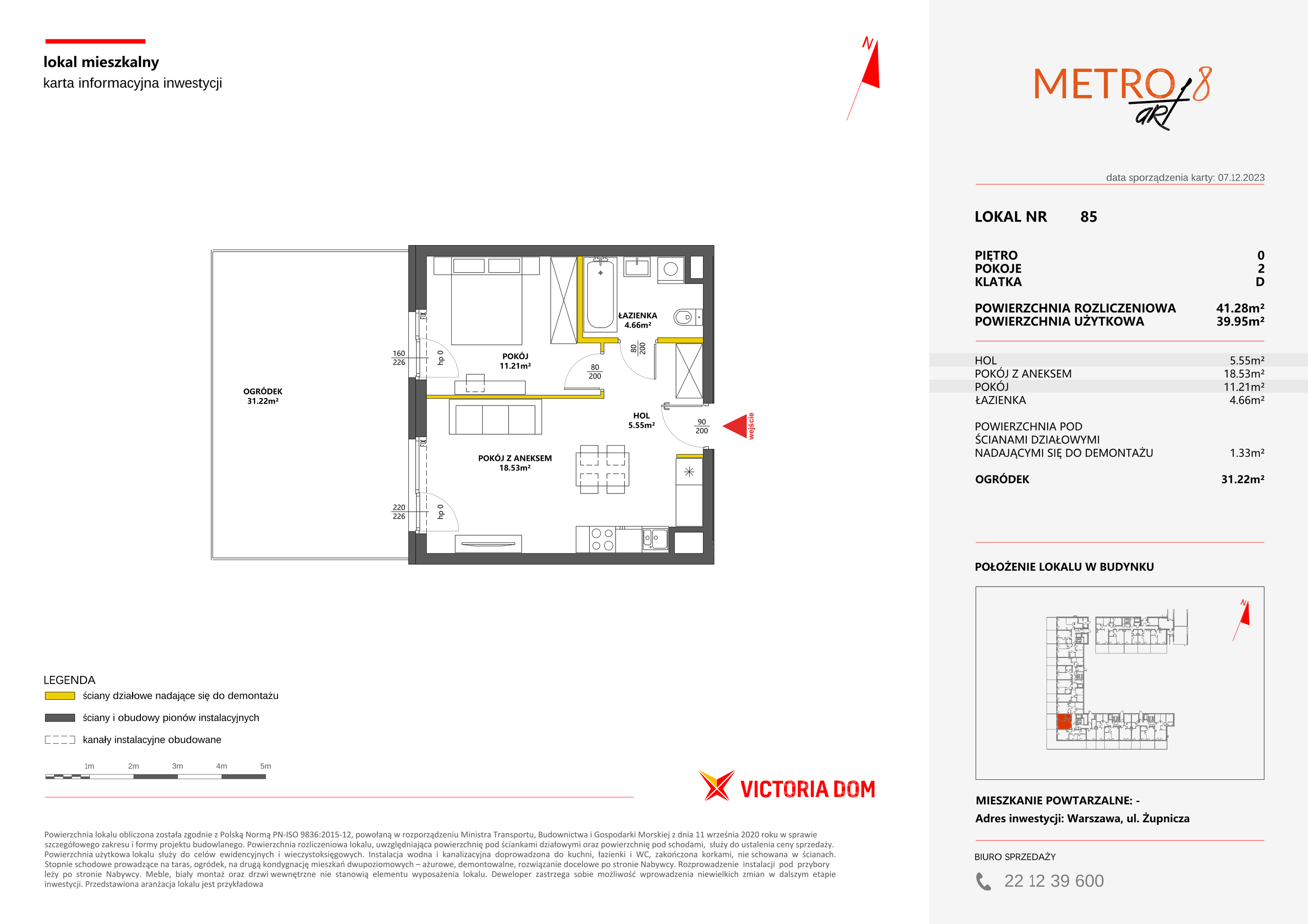 Mieszkanie 41,28 m², parter, oferta nr VIII/85, Metro Art 8, Warszawa, Praga Południe, Kamionek, ul. Żupnicza-idx