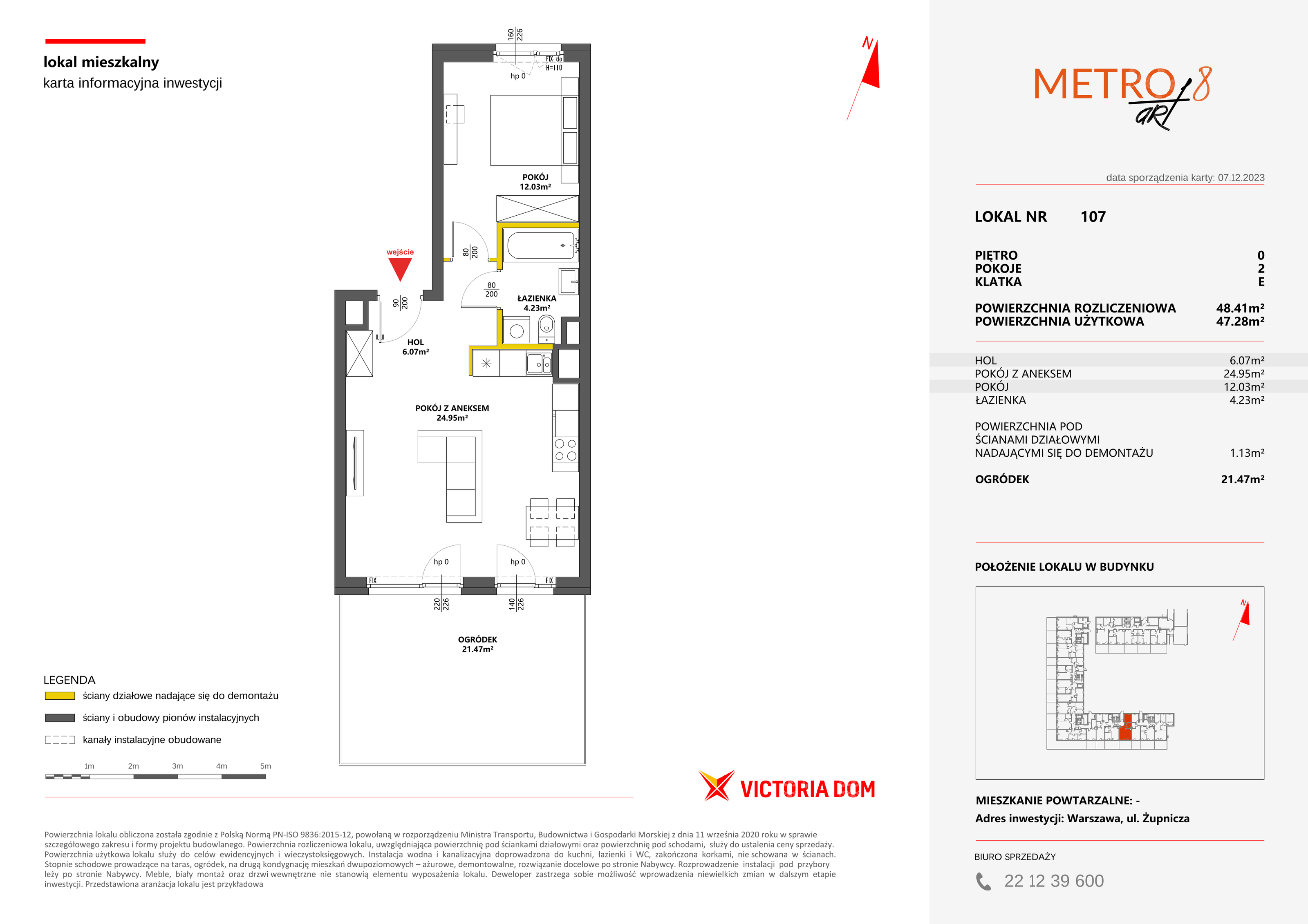 Mieszkanie 48,41 m², parter, oferta nr VIII/107, Metro Art 8, Warszawa, Praga Południe, Kamionek, ul. Żupnicza-idx