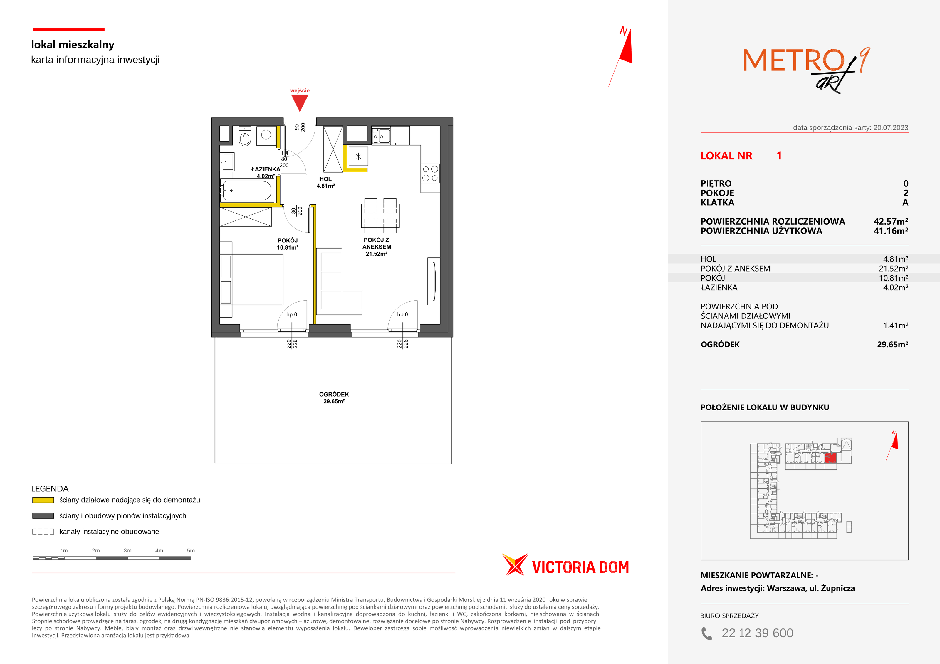 Mieszkanie 42,57 m², parter, oferta nr IX/1, Metro Art, Warszawa, Praga Południe, Kamionek, ul. Żupnicza-idx