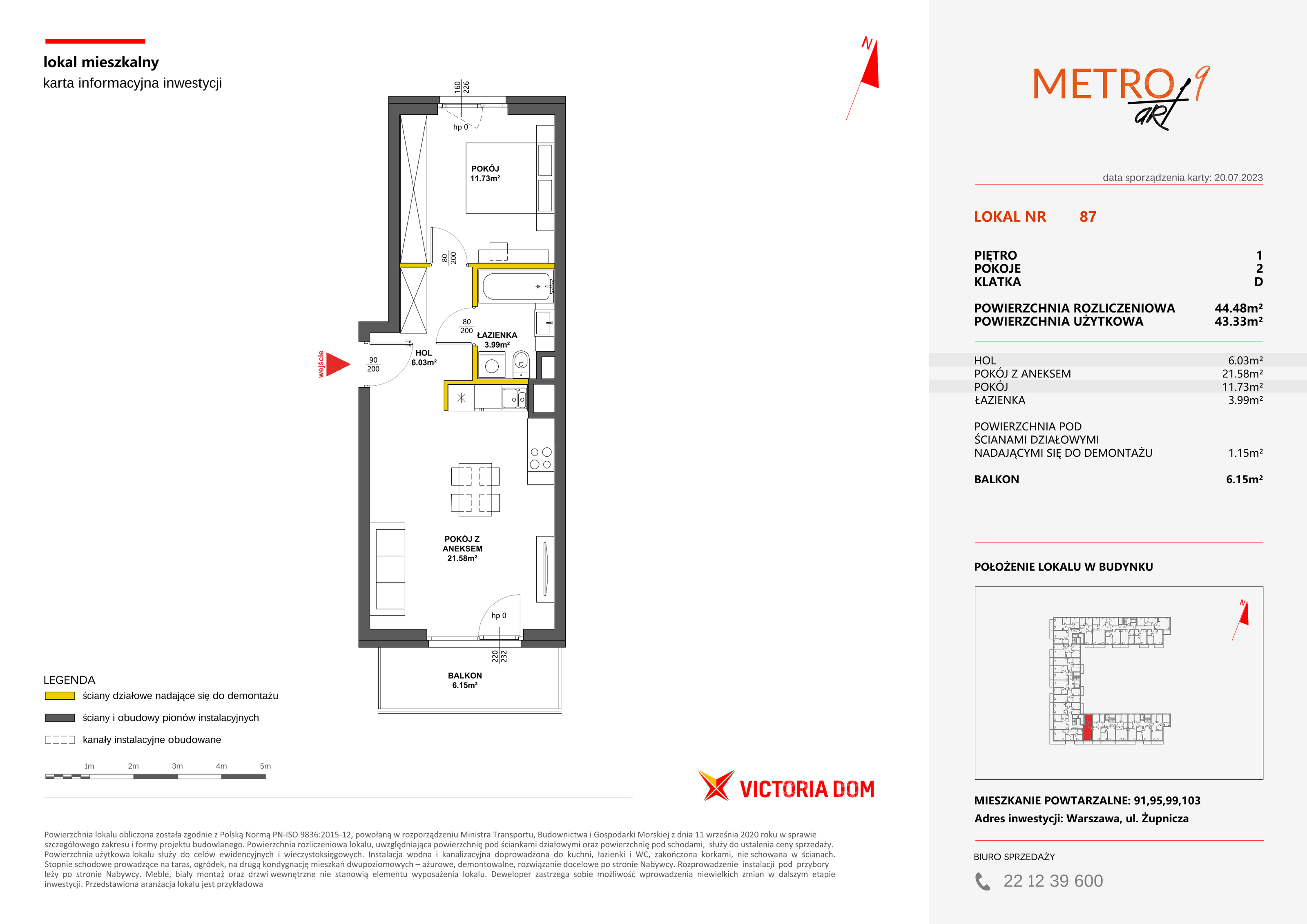 Mieszkanie 44,48 m², piętro 1, oferta nr IX/87, Metro Art, Warszawa, Praga Południe, Kamionek, ul. Żupnicza-idx