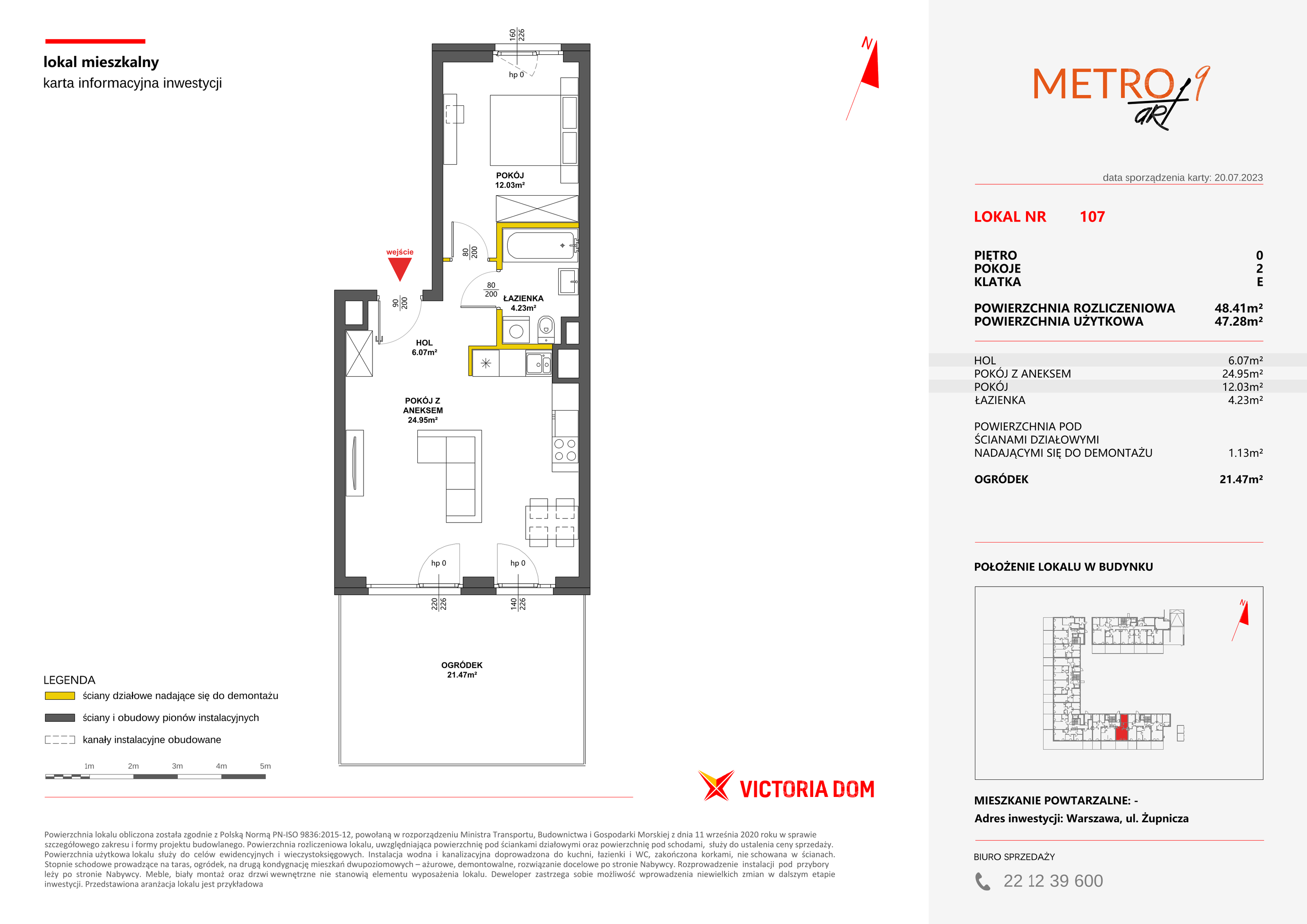 Mieszkanie 48,41 m², parter, oferta nr IX/107, Metro Art, Warszawa, Praga Południe, Kamionek, ul. Żupnicza-idx