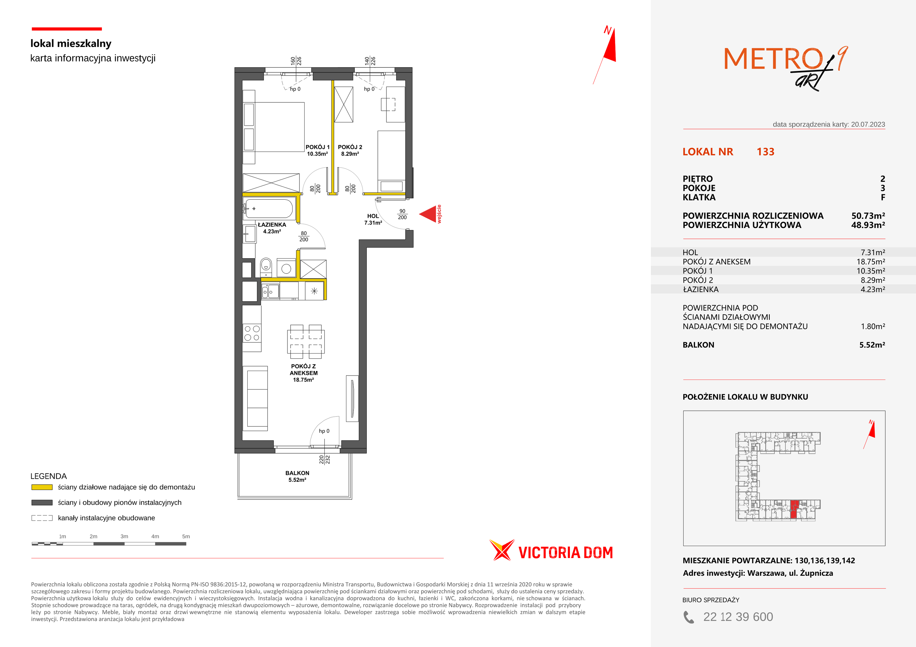 Mieszkanie 50,73 m², piętro 2, oferta nr IX/133, Metro Art, Warszawa, Praga Południe, Kamionek, ul. Żupnicza-idx