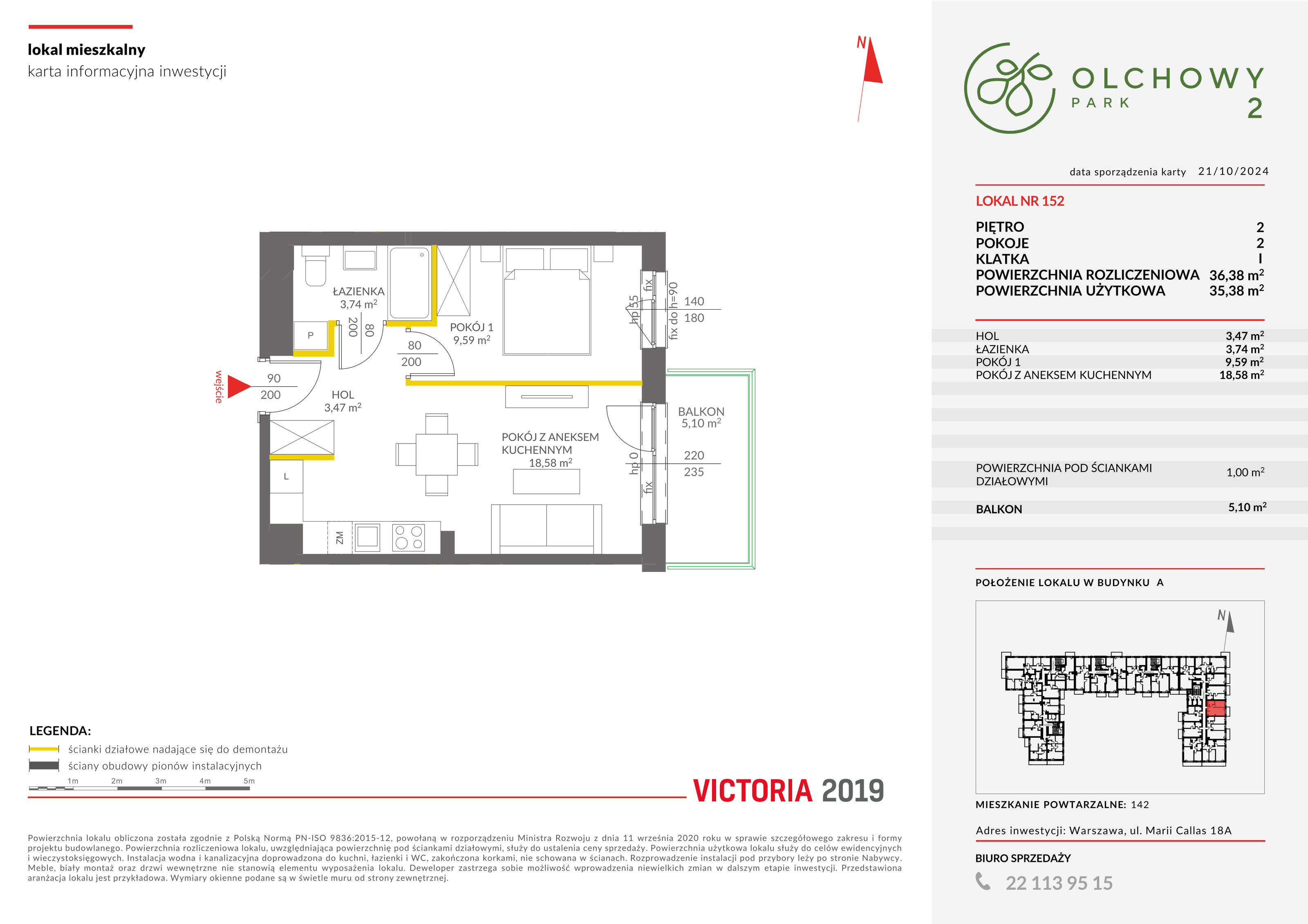 Mieszkanie 36,38 m², piętro 2, oferta nr II/A152, Olchowy Park 2, Warszawa, Białołęka, Kobiałka, ul. Marii Callas 18-idx