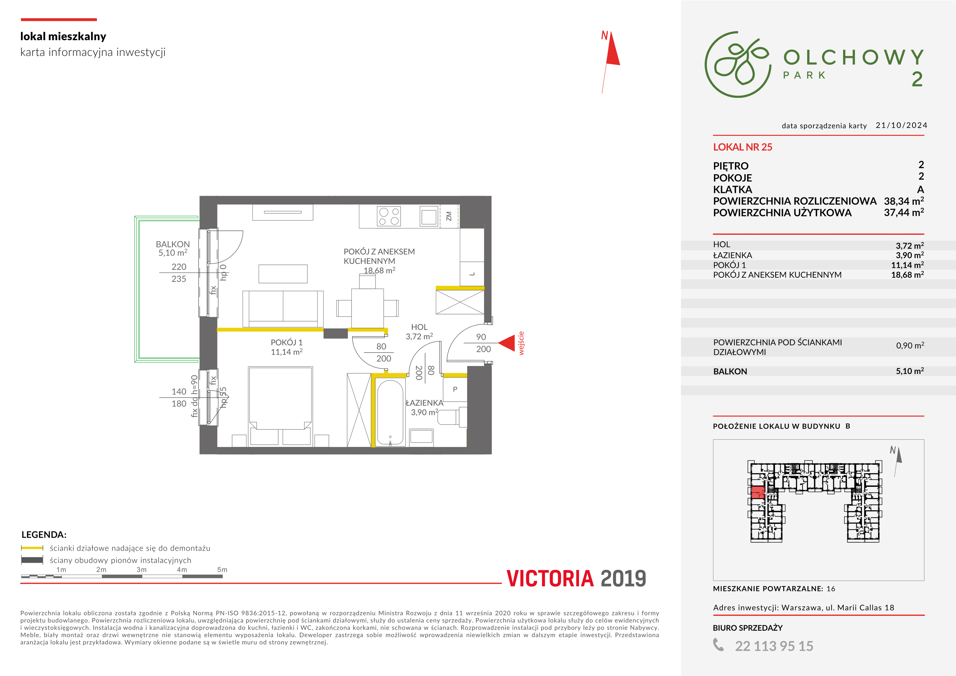 Mieszkanie 38,34 m², piętro 2, oferta nr II/B25, Olchowy Park 2, Warszawa, Białołęka, Kobiałka, ul. Marii Callas 18-idx