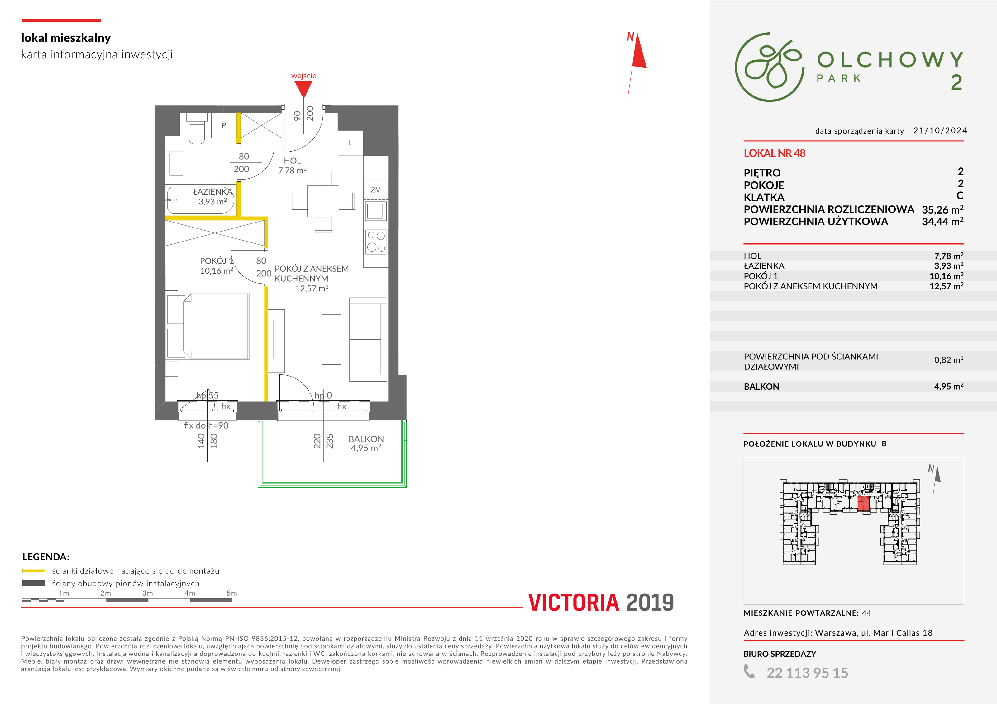 Mieszkanie 35,26 m², piętro 2, oferta nr II/B48, Olchowy Park 2, Warszawa, Białołęka, Kobiałka, ul. Marii Callas 18-idx