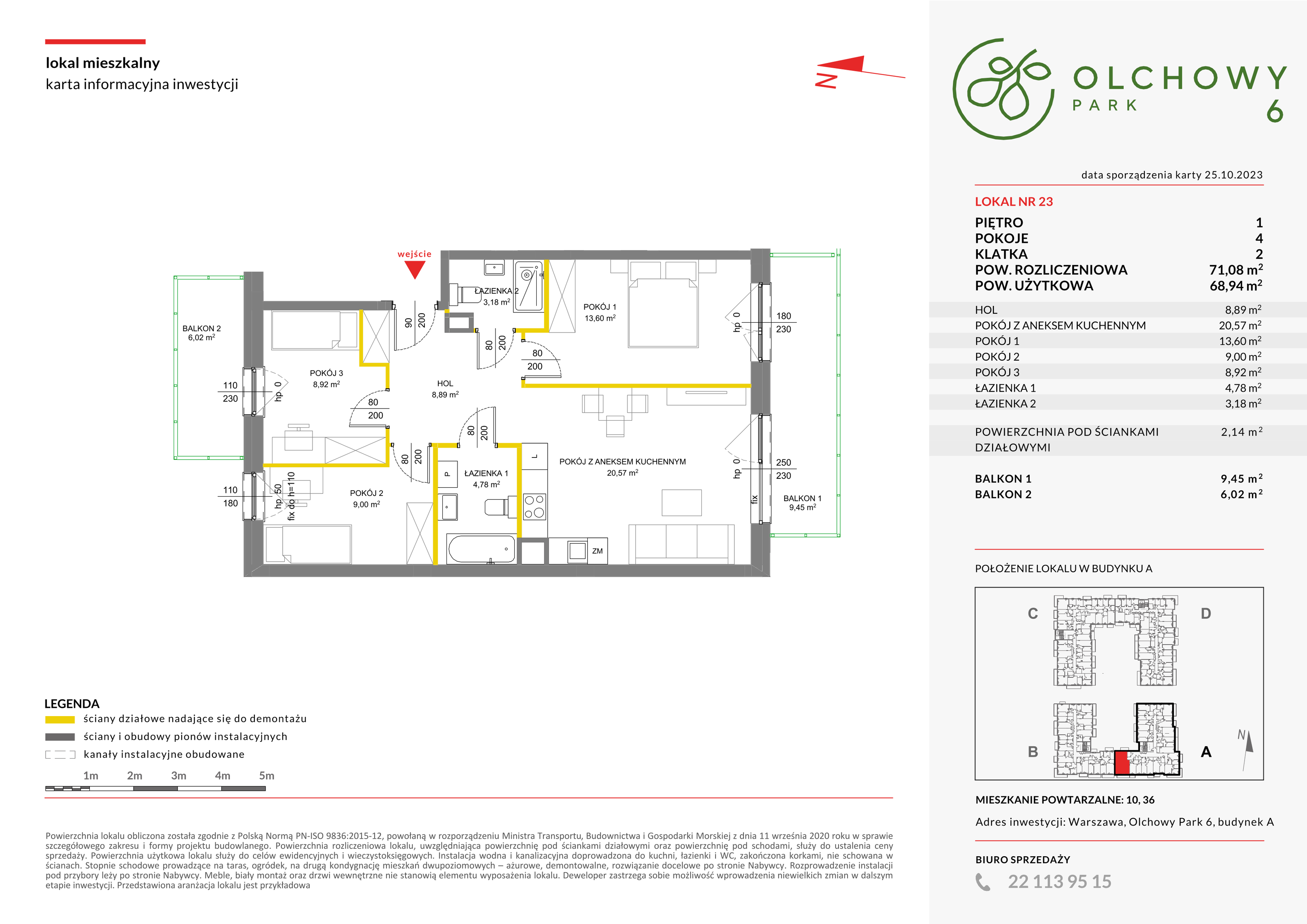 Mieszkanie 71,08 m², piętro 1, oferta nr VI/23, Olchowy Park etap 5 i 6, Warszawa, Białołęka, Kobiałka, ul. Marii Callas-idx