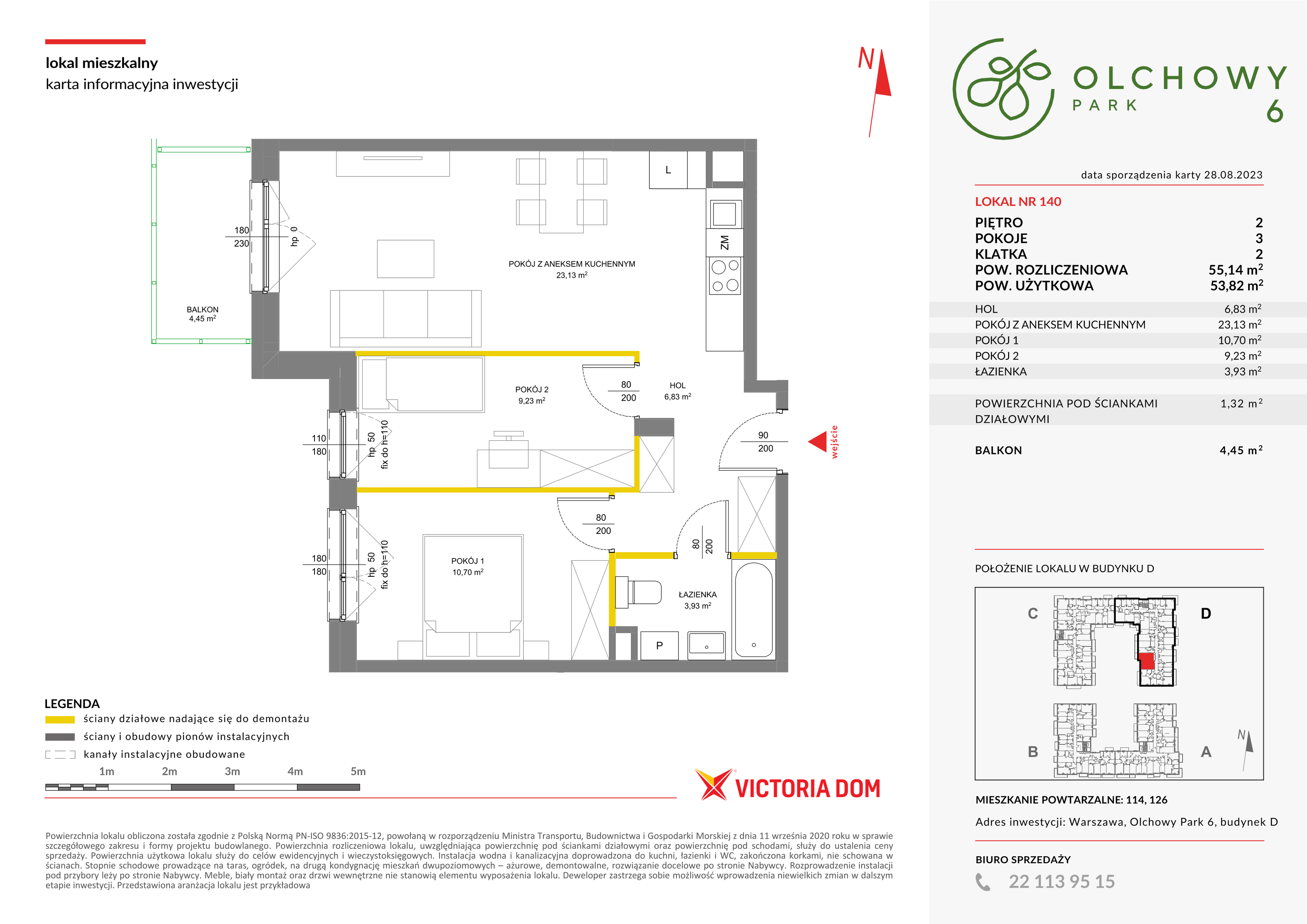 Mieszkanie 55,14 m², piętro 2, oferta nr VI/140, Olchowy Park etap 5 i 6, Warszawa, Białołęka, Kobiałka, ul. Marii Callas-idx