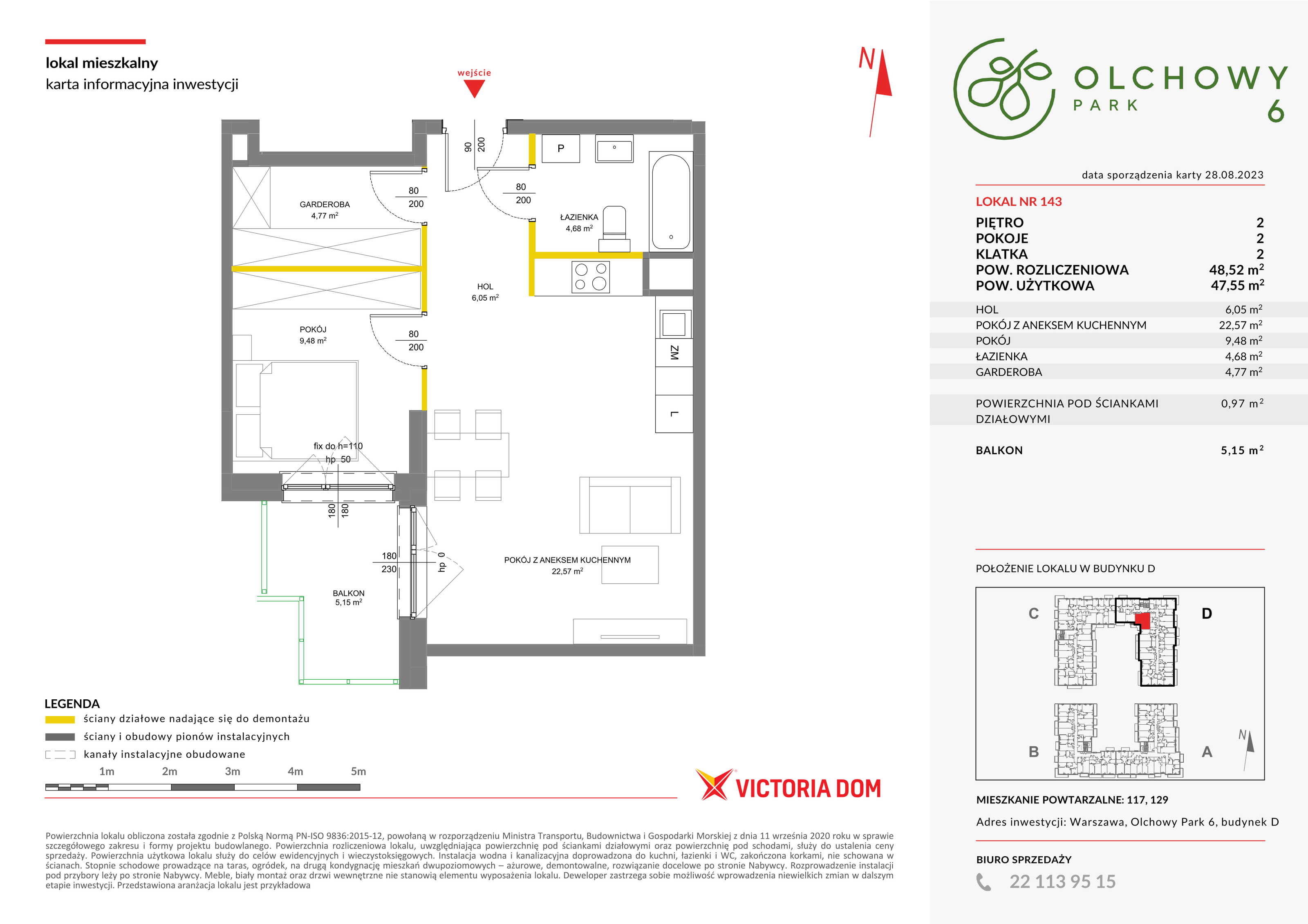 Mieszkanie 48,52 m², piętro 2, oferta nr VI/143, Olchowy Park etap 5 i 6, Warszawa, Białołęka, Kobiałka, ul. Marii Callas-idx