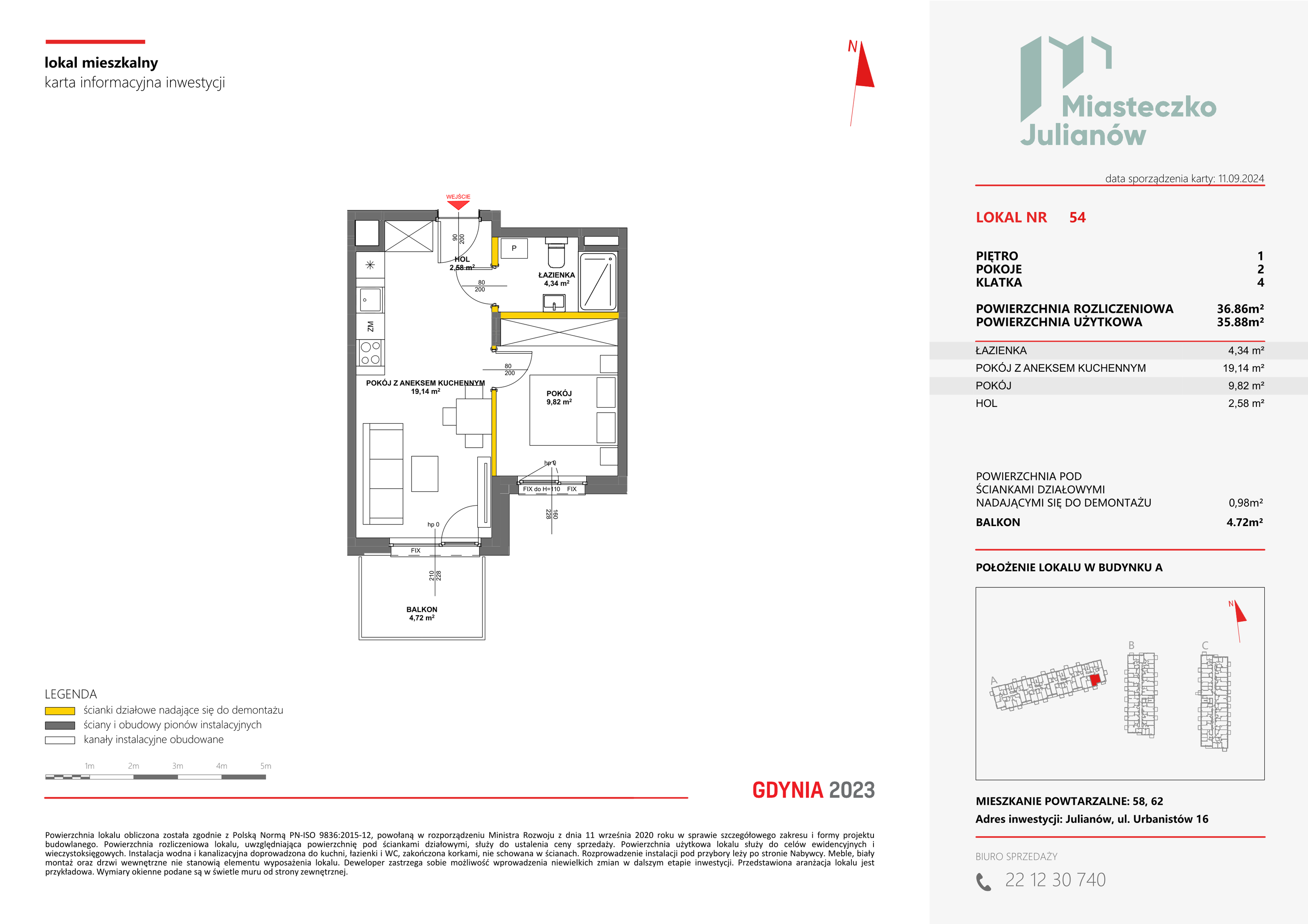 Mieszkanie 36,86 m², piętro 1, oferta nr A-54, Miasteczko Julianów, Julianów, ul. Urbanistów-idx