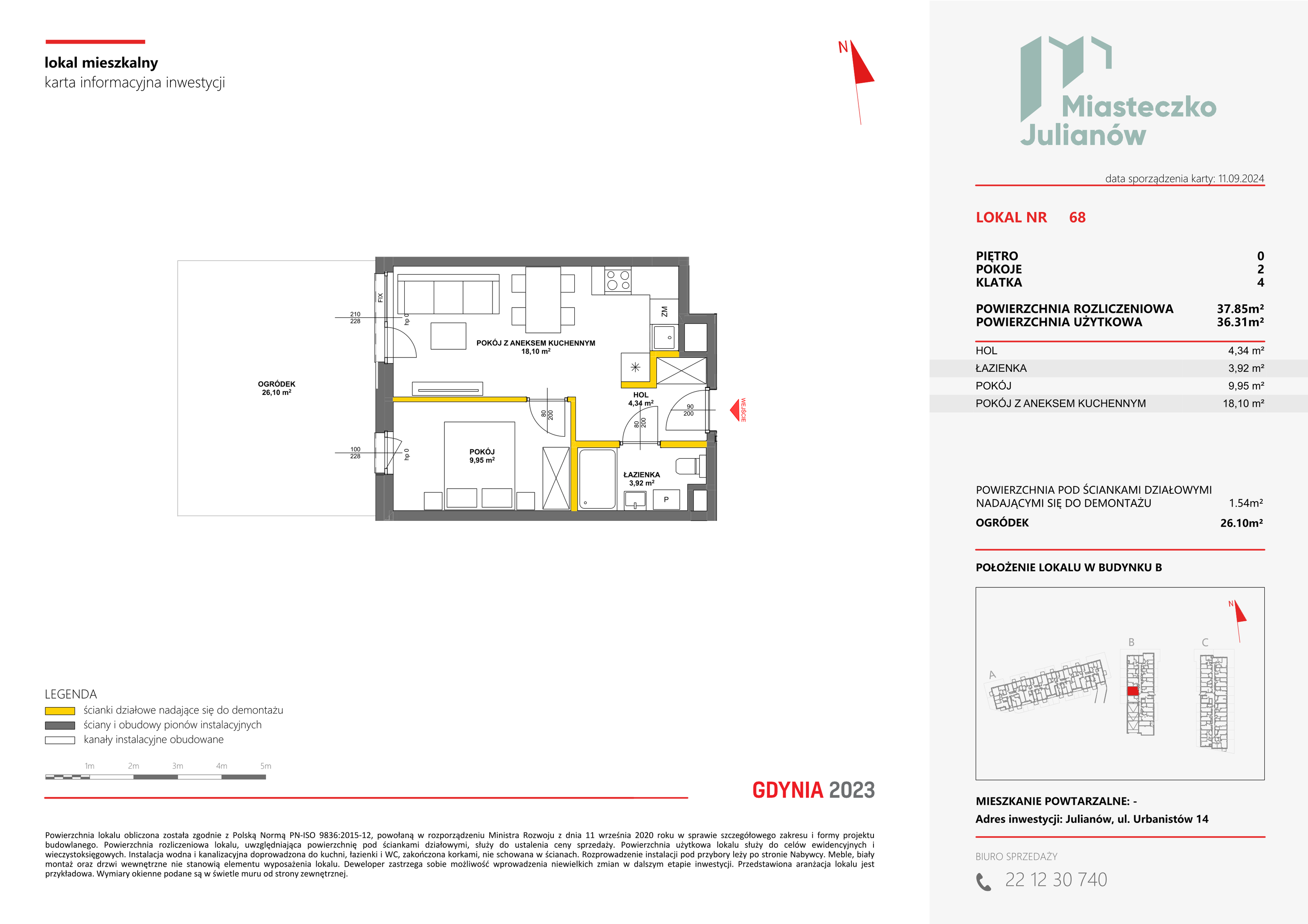 Mieszkanie 37,85 m², parter, oferta nr B-68, Miasteczko Julianów, Julianów, ul. Urbanistów-idx