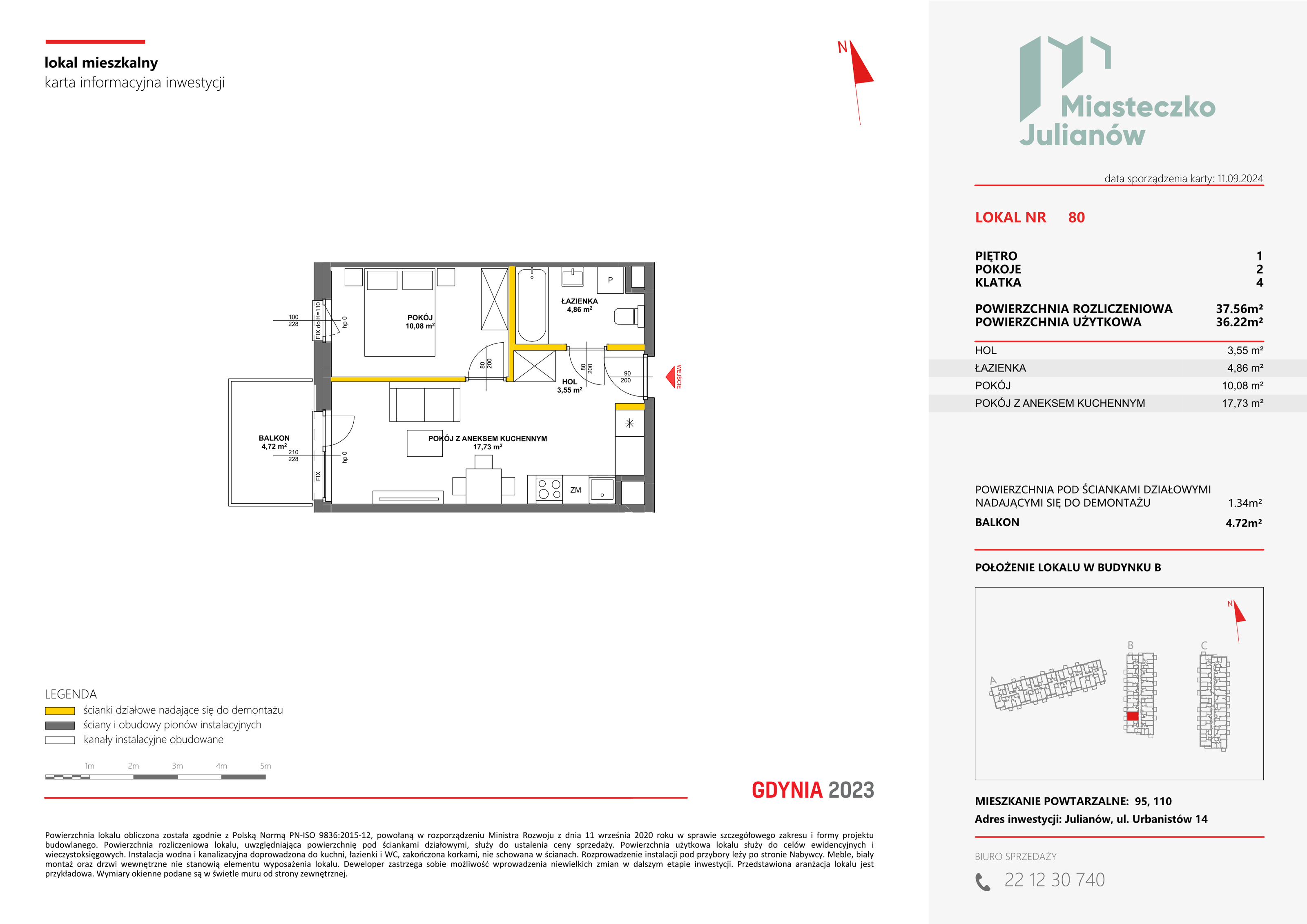 Mieszkanie 37,56 m², piętro 1, oferta nr B-80, Miasteczko Julianów, Julianów, ul. Urbanistów-idx