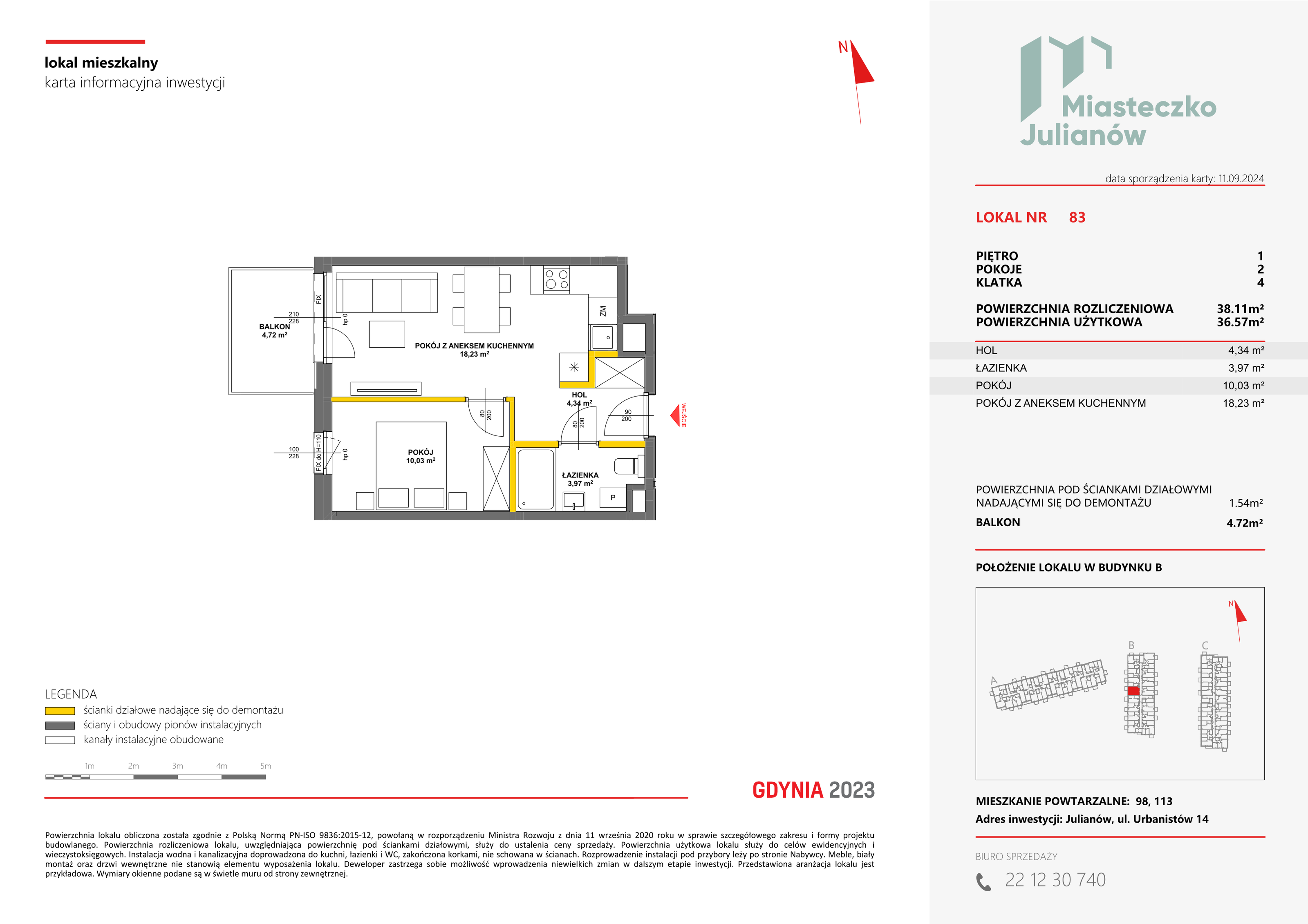 Mieszkanie 38,11 m², piętro 1, oferta nr B-83, Miasteczko Julianów, Julianów, ul. Urbanistów-idx