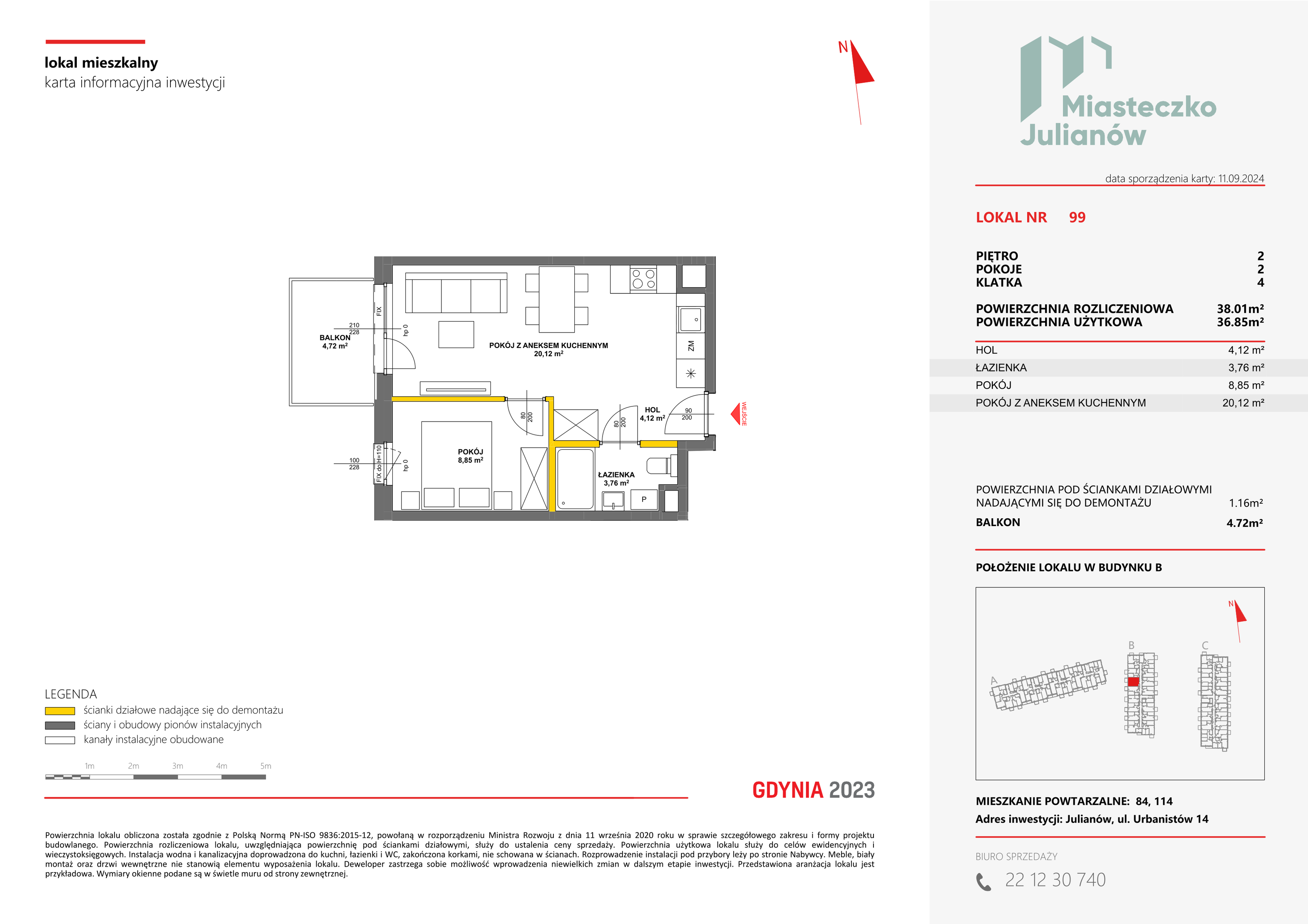 Mieszkanie 38,01 m², piętro 2, oferta nr B-99, Miasteczko Julianów, Julianów, ul. Urbanistów-idx