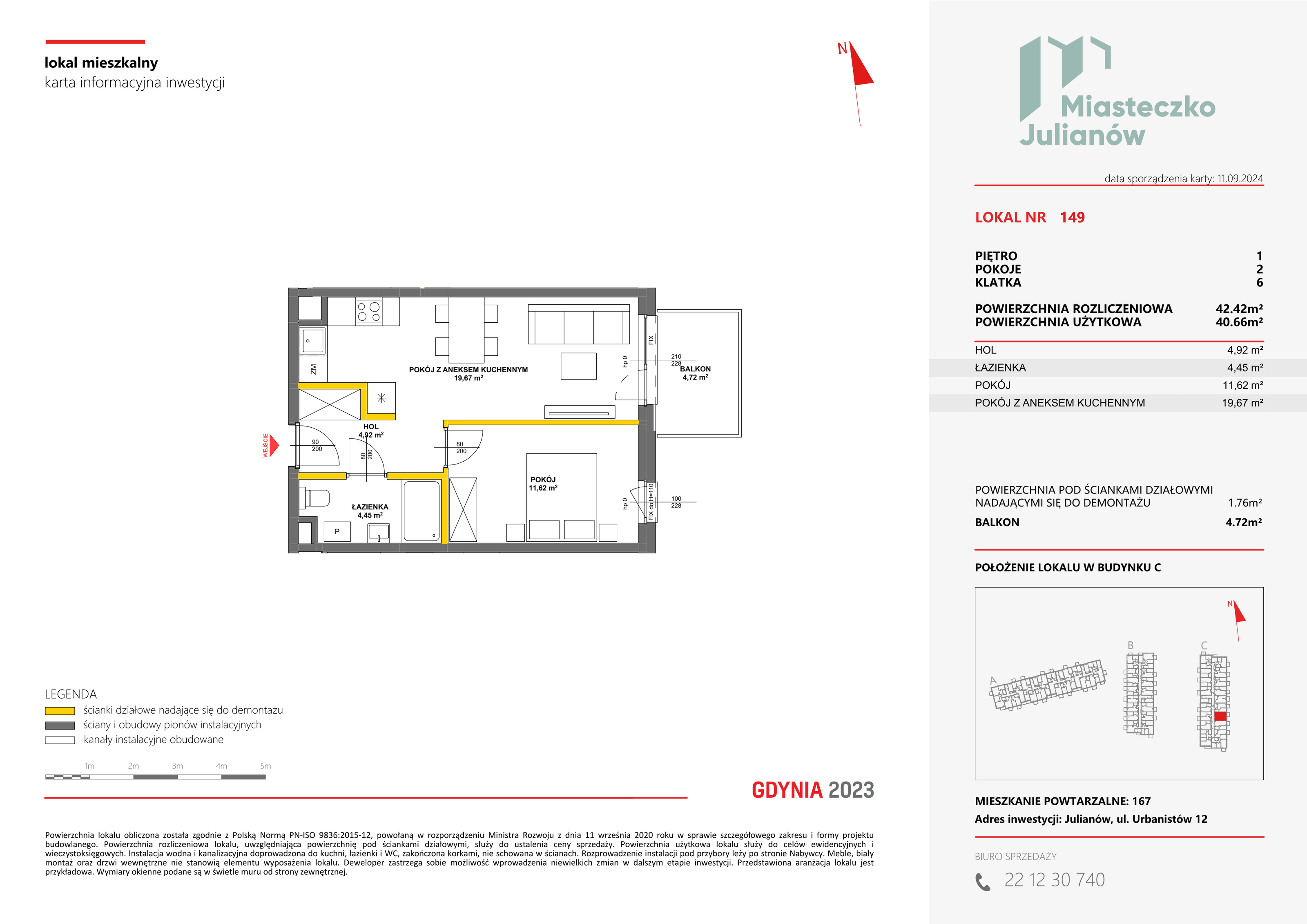 Mieszkanie 42,42 m², piętro 1, oferta nr C-149, Miasteczko Julianów, Julianów, ul. Urbanistów-idx