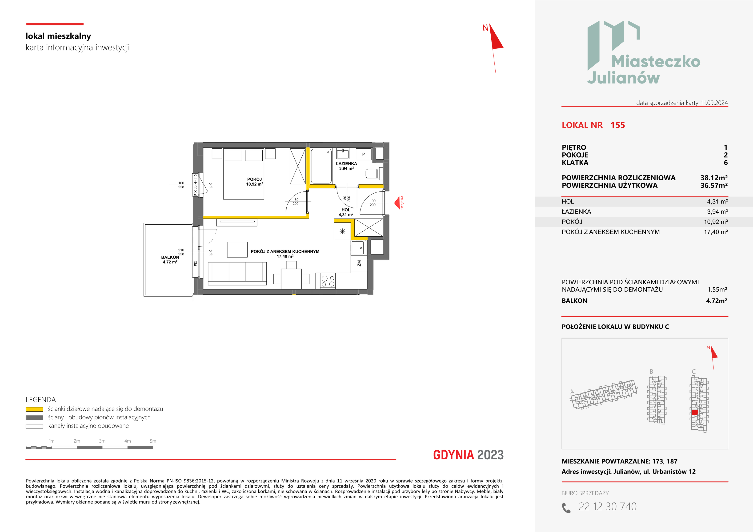 Mieszkanie 38,12 m², piętro 1, oferta nr C-155, Miasteczko Julianów, Julianów, ul. Urbanistów-idx