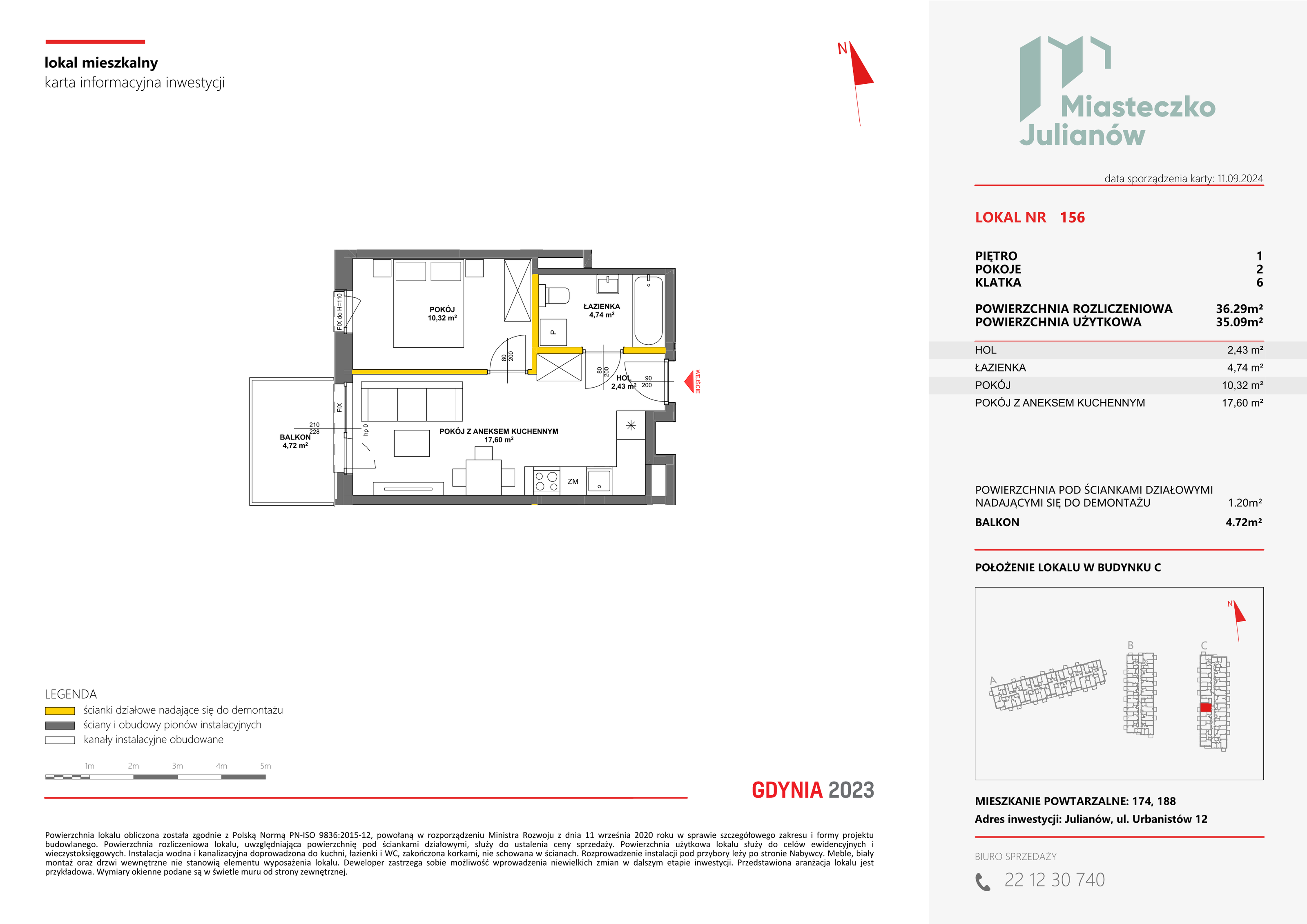 Mieszkanie 36,29 m², piętro 1, oferta nr C-156, Miasteczko Julianów, Julianów, ul. Urbanistów-idx