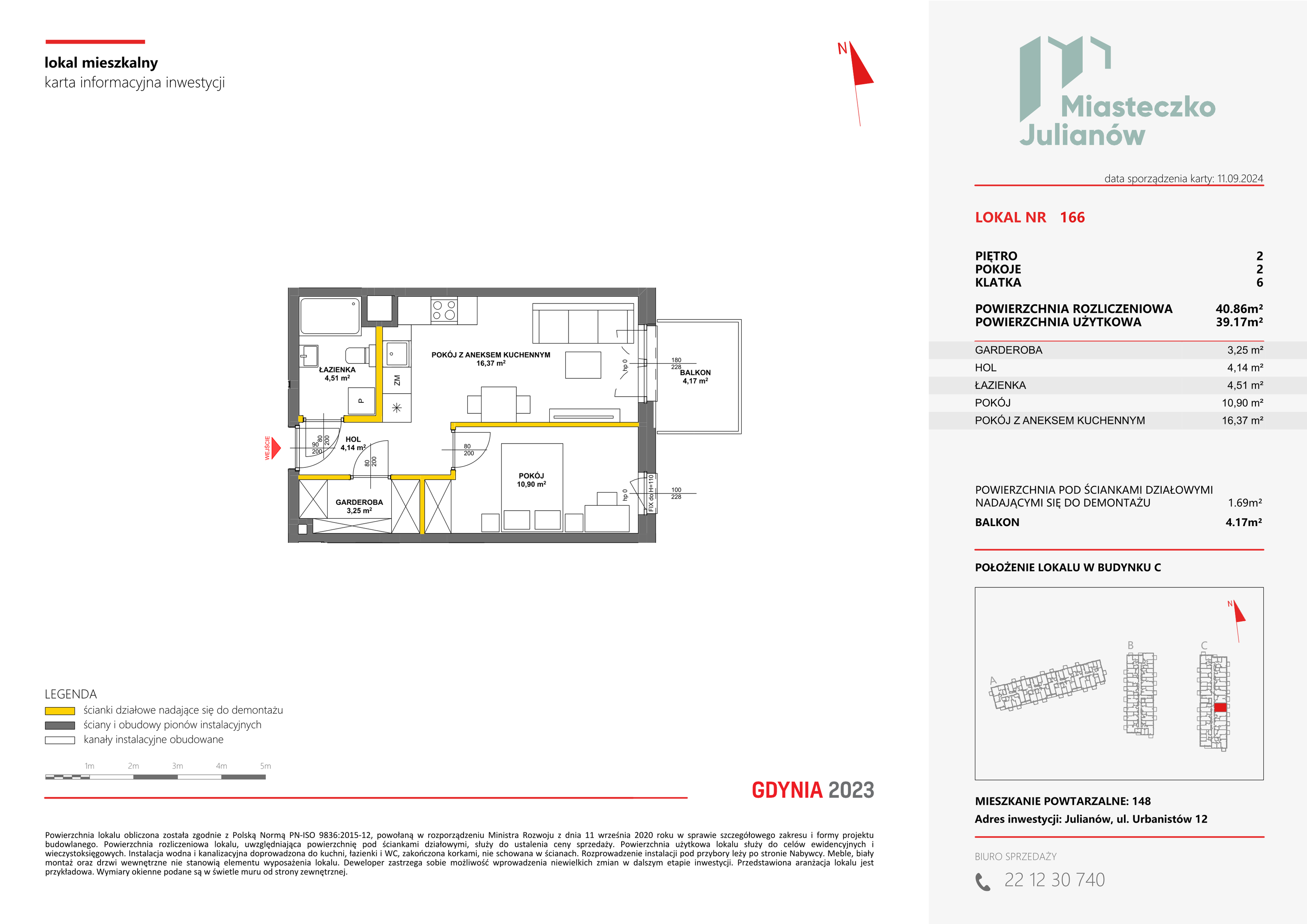 Mieszkanie 40,86 m², piętro 2, oferta nr C-166, Miasteczko Julianów, Julianów, ul. Urbanistów-idx