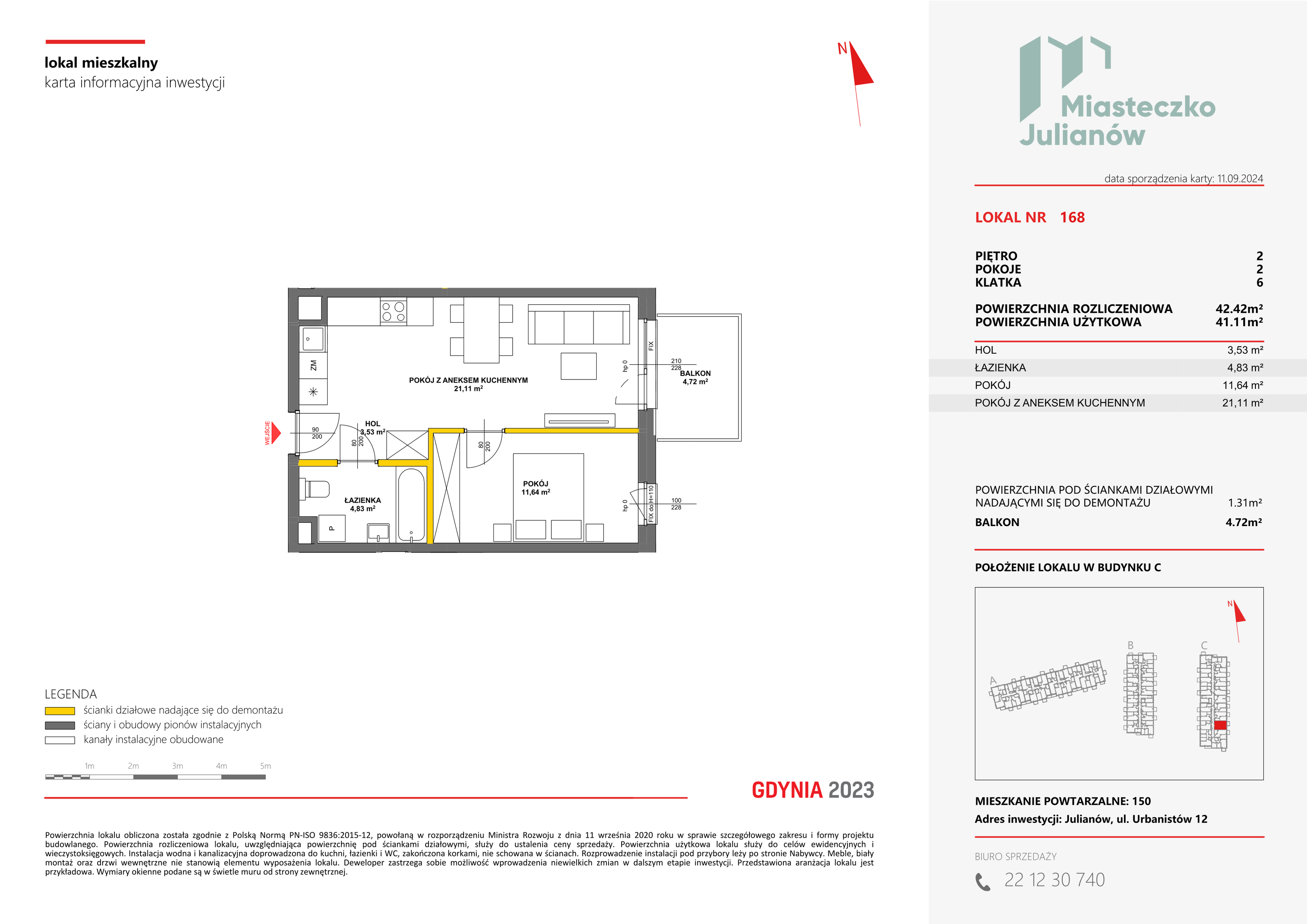 Mieszkanie 42,42 m², piętro 2, oferta nr C-168, Miasteczko Julianów, Julianów, ul. Urbanistów-idx