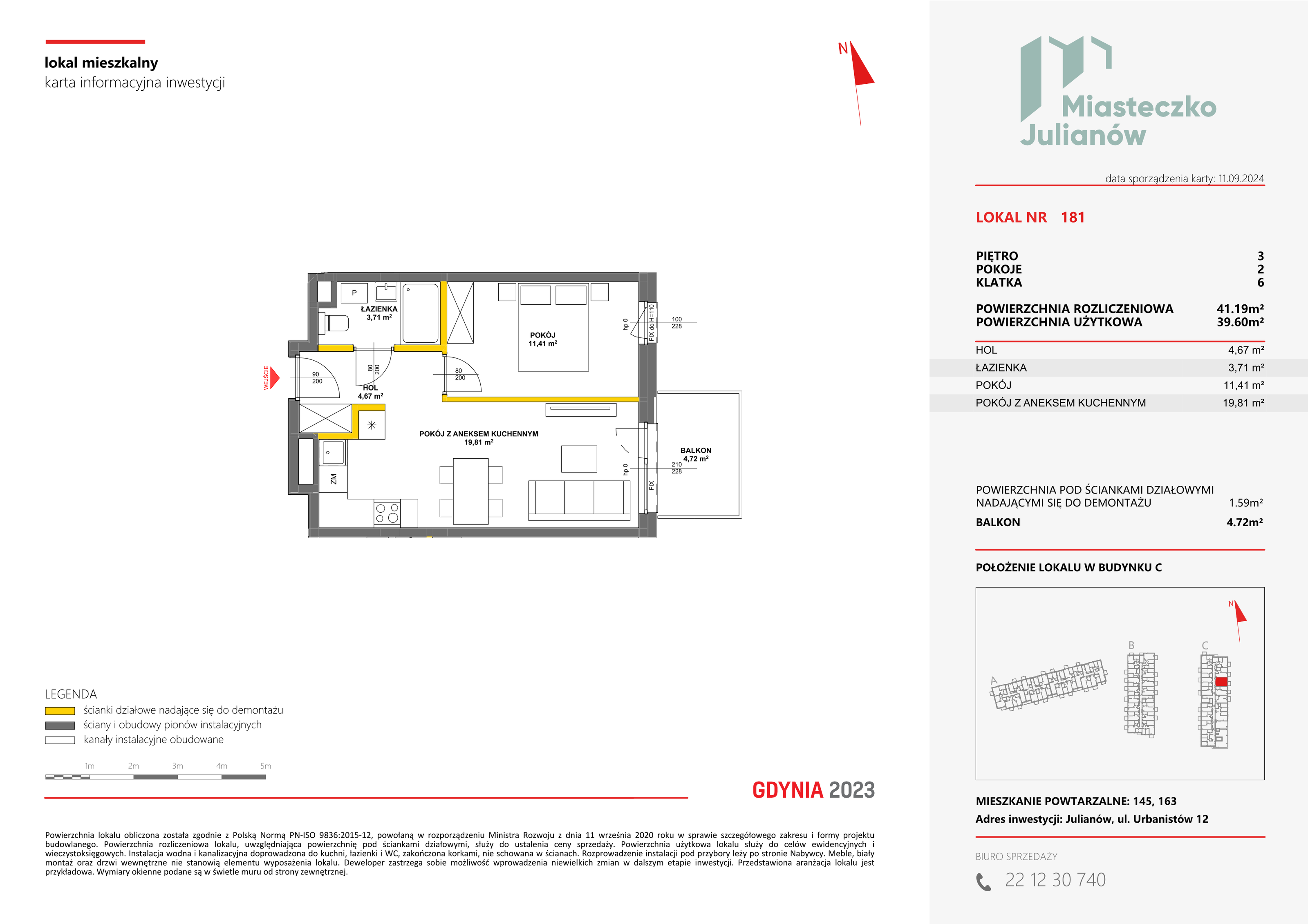 Mieszkanie 41,19 m², piętro 3, oferta nr C-181, Miasteczko Julianów, Julianów, ul. Urbanistów-idx