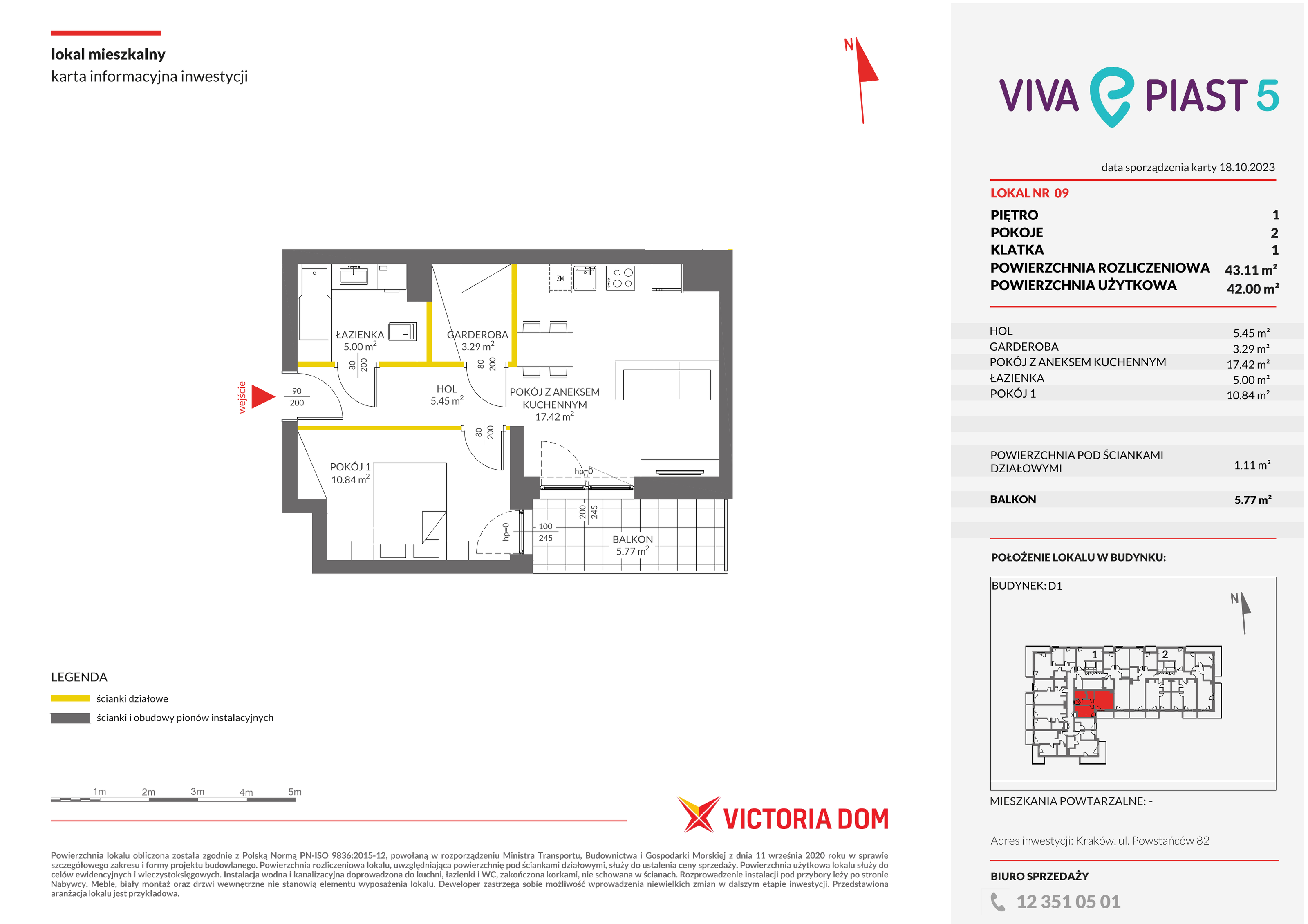 Mieszkanie 43,11 m², piętro 1, oferta nr V/9, Viva Piast, Kraków, Mistrzejowice, ul. Piasta Kołodzieja-idx