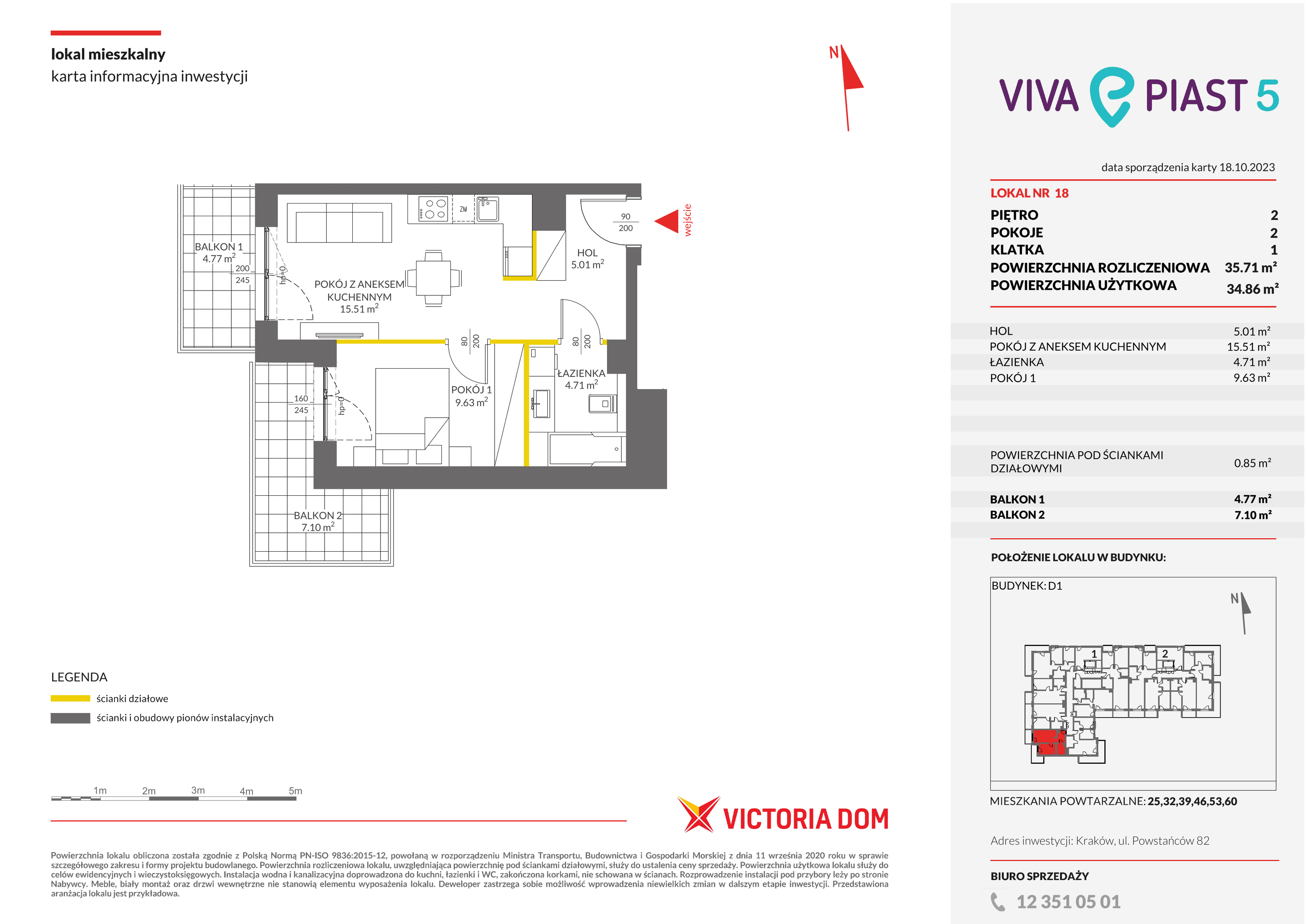 Mieszkanie 35,71 m², piętro 2, oferta nr V/18, Viva Piast, Kraków, Mistrzejowice, ul. Piasta Kołodzieja-idx