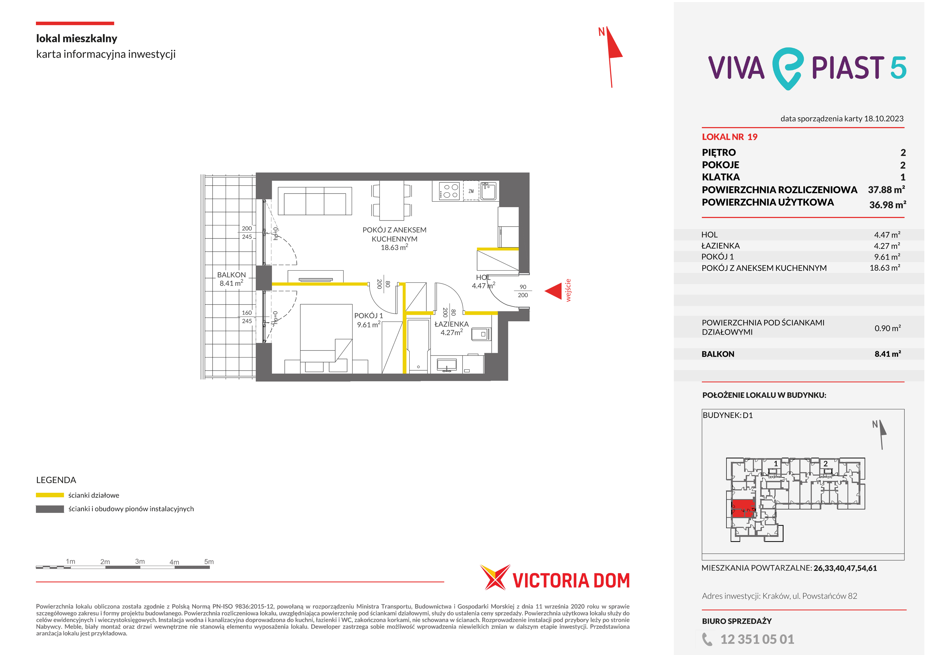 Mieszkanie 37,88 m², piętro 2, oferta nr V/19, Viva Piast, Kraków, Mistrzejowice, ul. Piasta Kołodzieja-idx