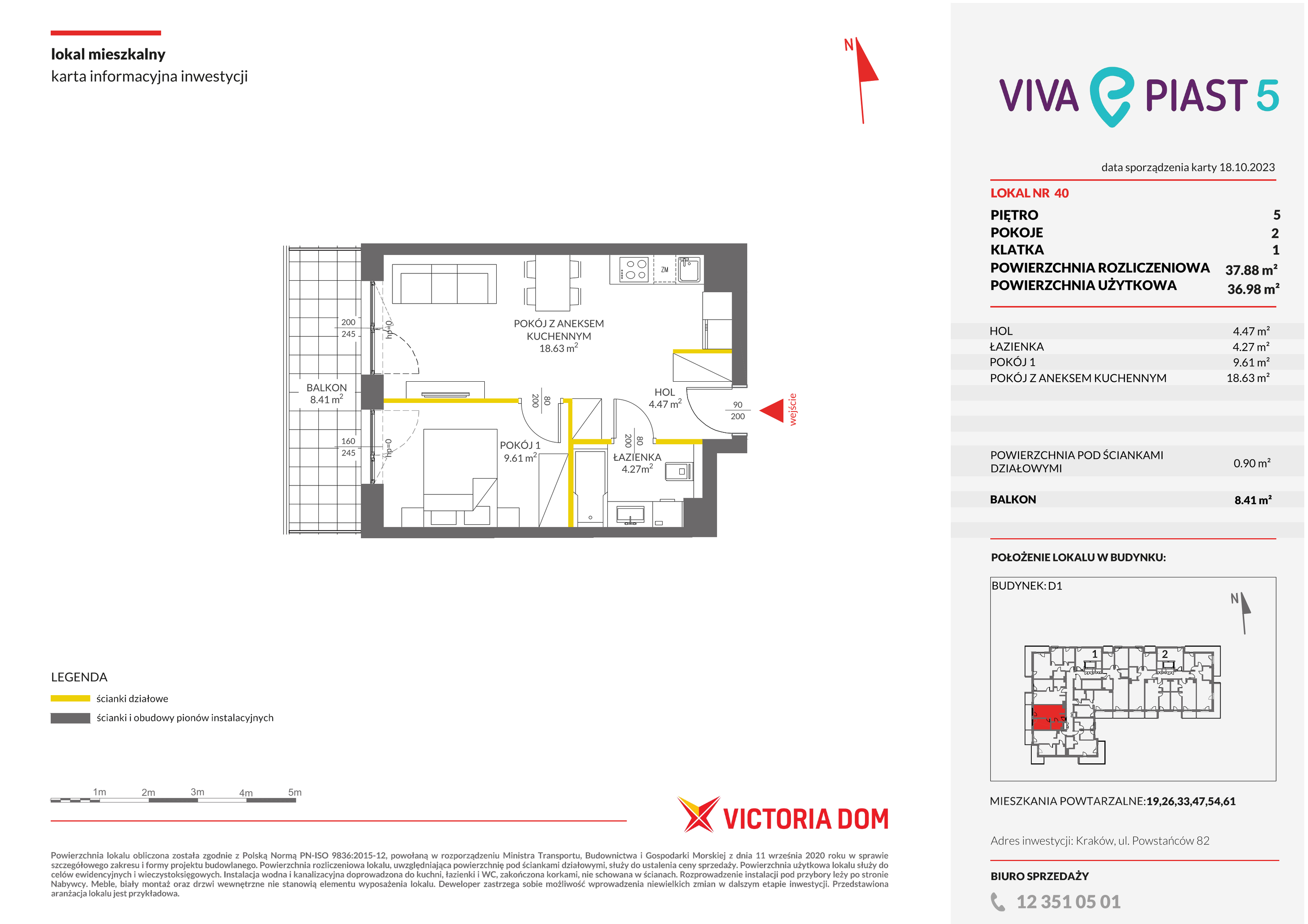 Mieszkanie 37,88 m², piętro 5, oferta nr V/40, Viva Piast, Kraków, Mistrzejowice, ul. Piasta Kołodzieja-idx