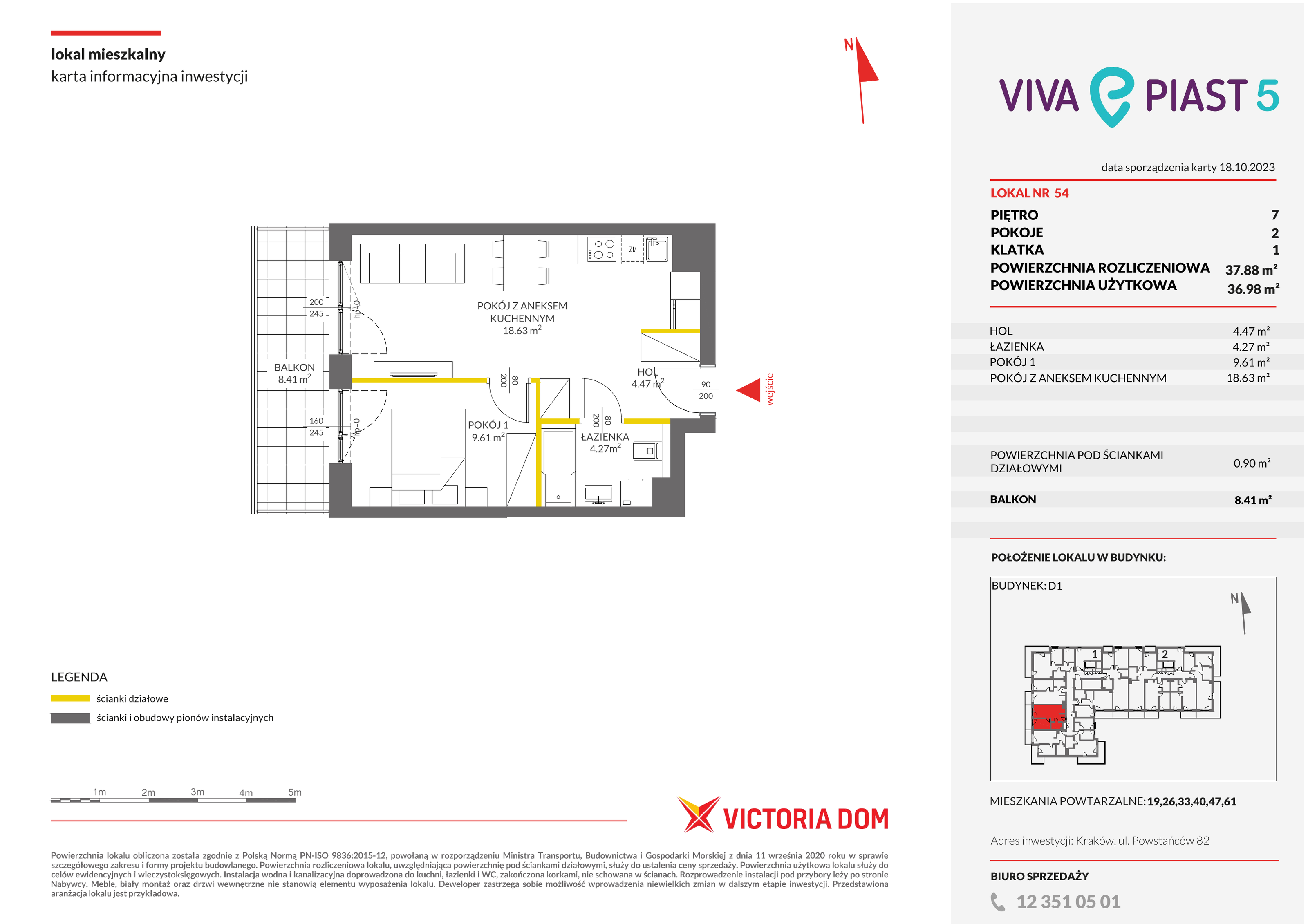 Mieszkanie 37,88 m², piętro 7, oferta nr V/54, Viva Piast, Kraków, Mistrzejowice, ul. Piasta Kołodzieja-idx