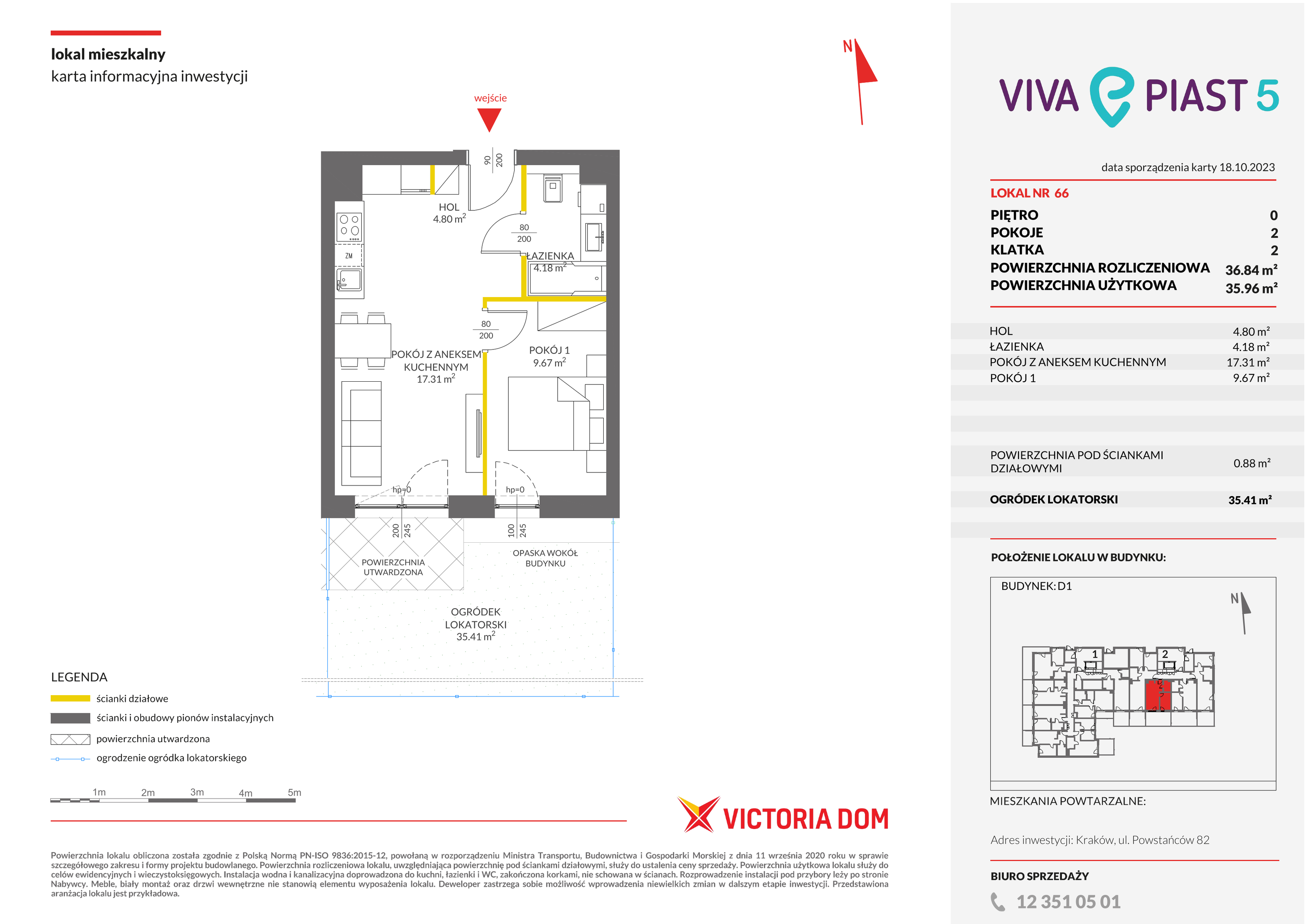 Mieszkanie 36,84 m², parter, oferta nr V/66, Viva Piast, Kraków, Mistrzejowice, ul. Piasta Kołodzieja-idx