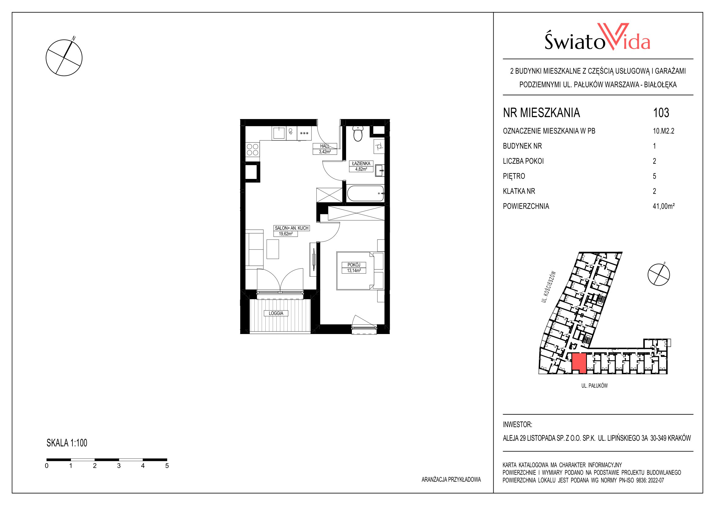 Mieszkanie 41,01 m², piętro 5, oferta nr 103, Osiedle ŚwiatoVida, Warszawa, Białołęka, Tarchomin, ul. Pałuków-idx