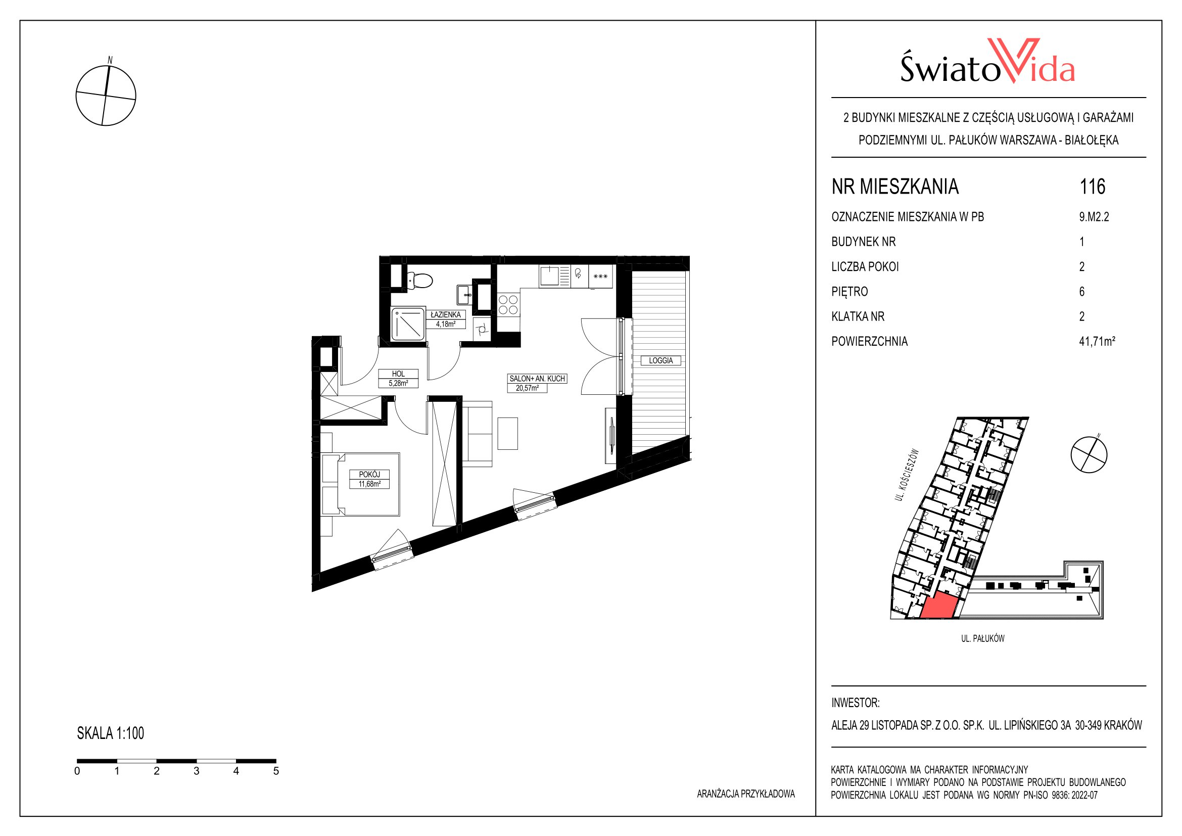 Mieszkanie 41,37 m², piętro 6, oferta nr 116, Osiedle ŚwiatoVida, Warszawa, Białołęka, Tarchomin, ul. Pałuków-idx