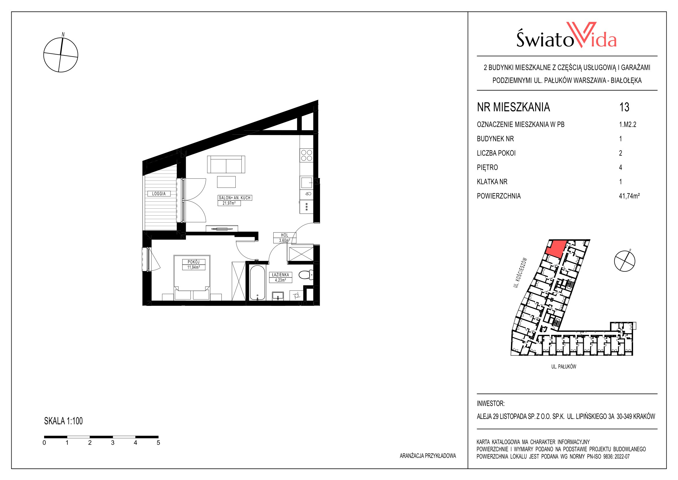 Mieszkanie 41,47 m², piętro 4, oferta nr 13, Osiedle ŚwiatoVida, Warszawa, Białołęka, Tarchomin, ul. Pałuków-idx