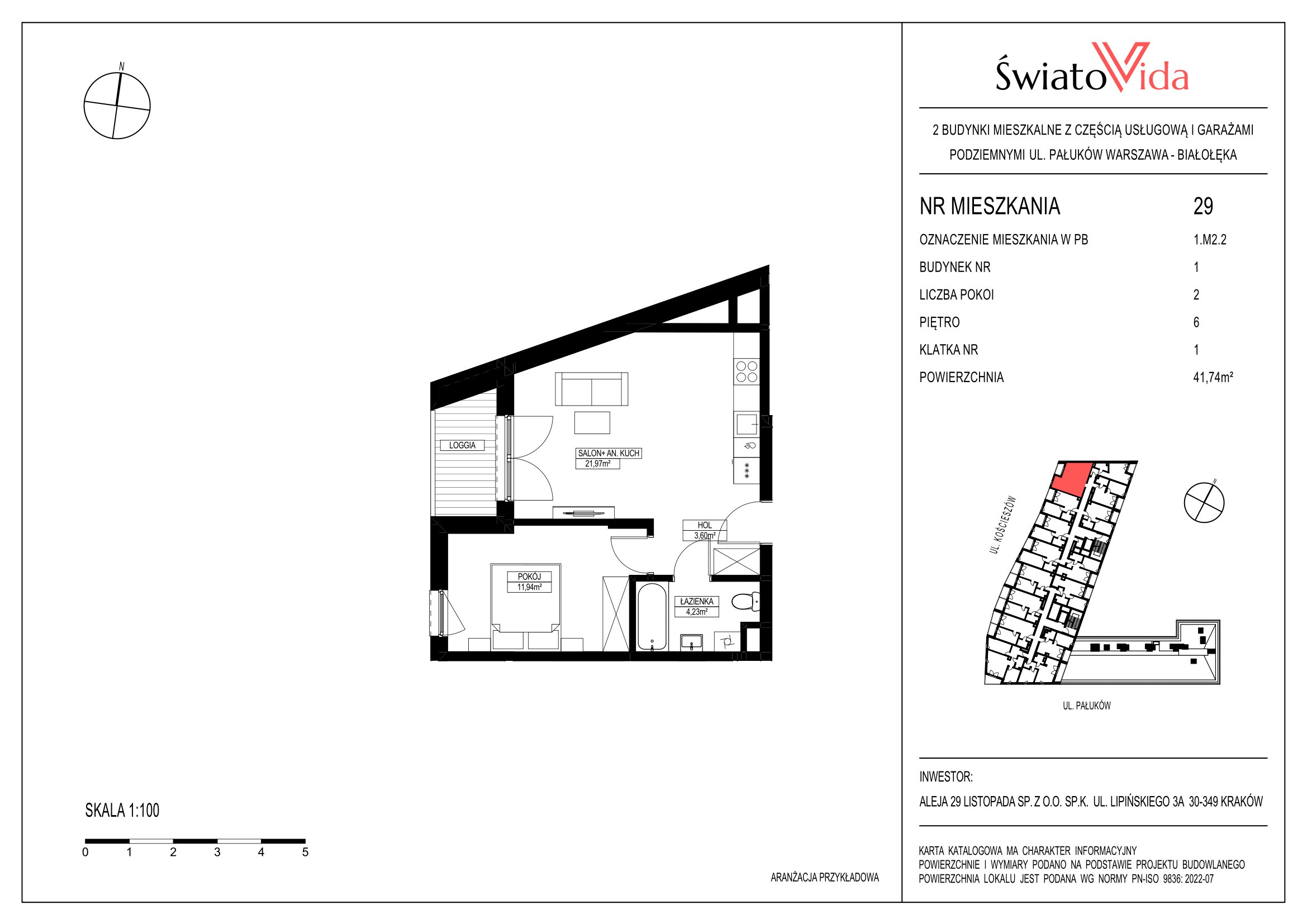 Mieszkanie 41,47 m², piętro 6, oferta nr 29, Osiedle ŚwiatoVida, Warszawa, Białołęka, Tarchomin, ul. Pałuków-idx